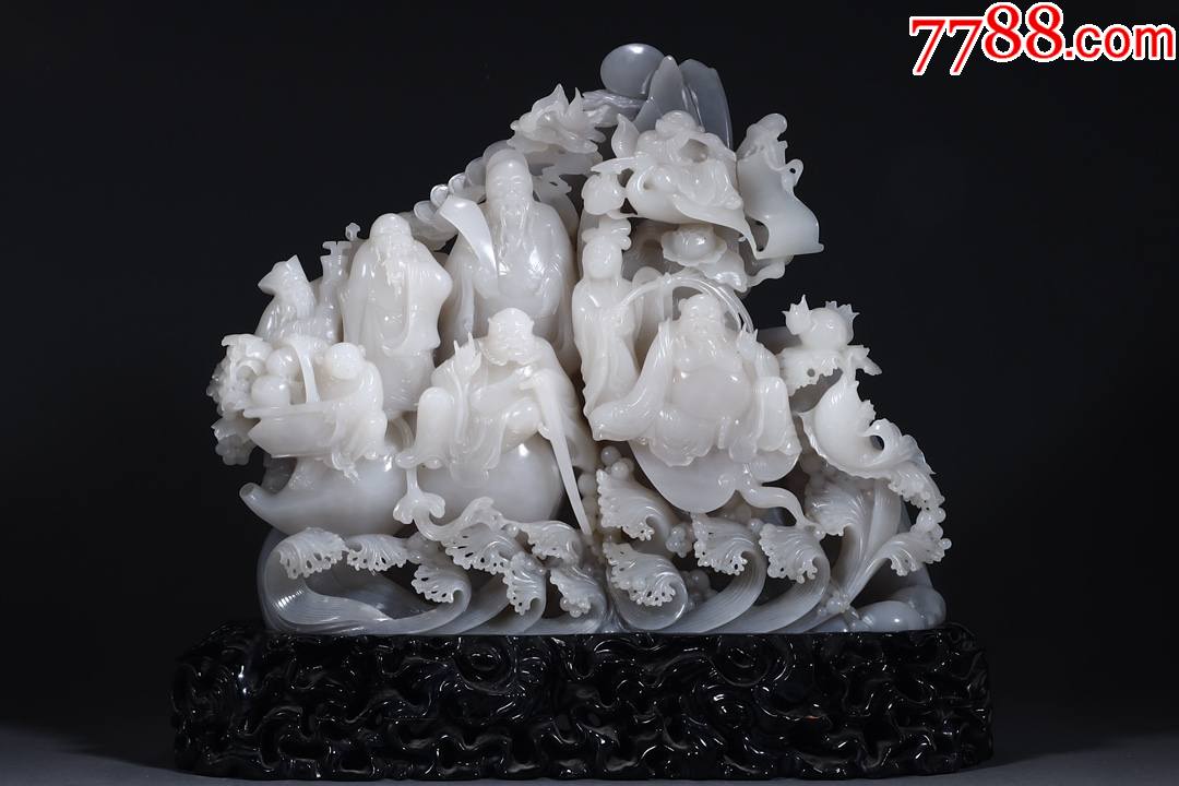 旧藏和田玉八仙过海摆件a84s700f