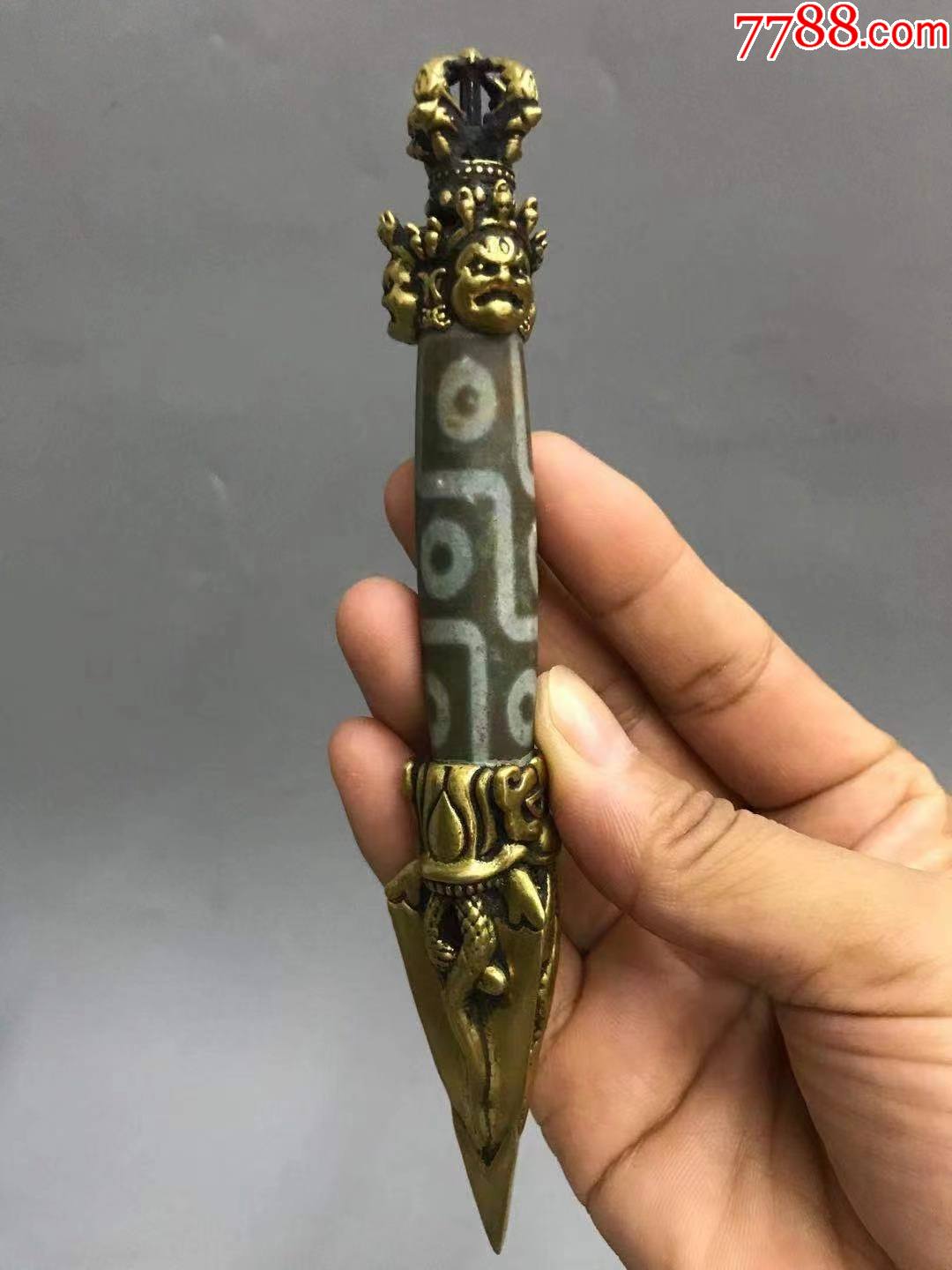 老天珠纯手工鎏金四面金刚杵