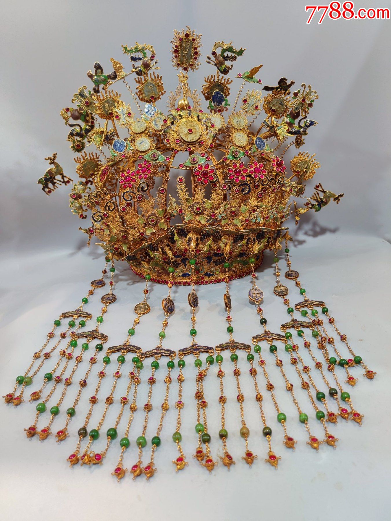 鎏金累丝镶嵌宝石凤帽a91slp180f