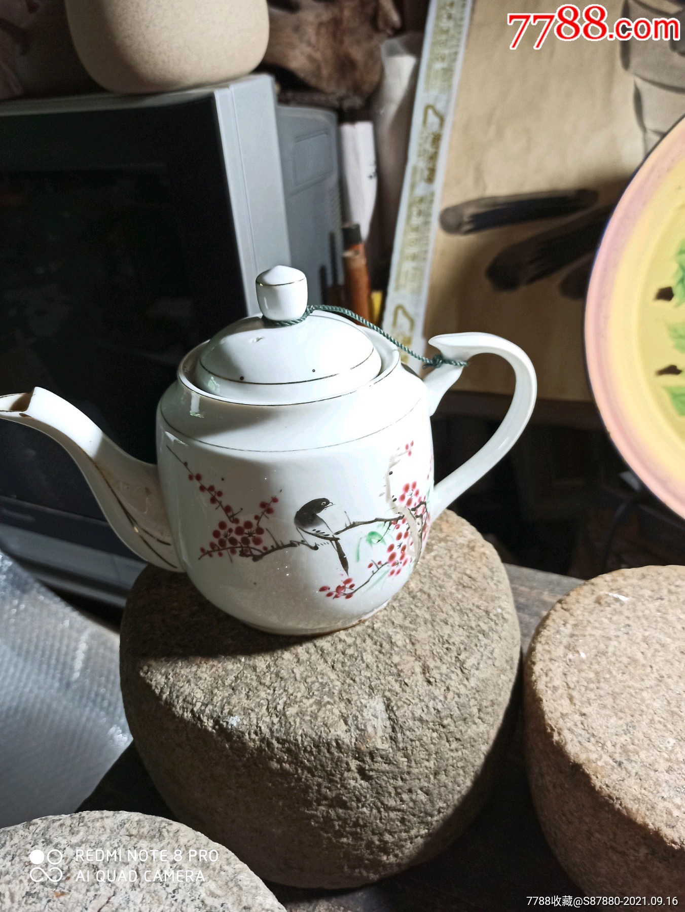 五十年代梅雀景德镇透光瓷茶壶