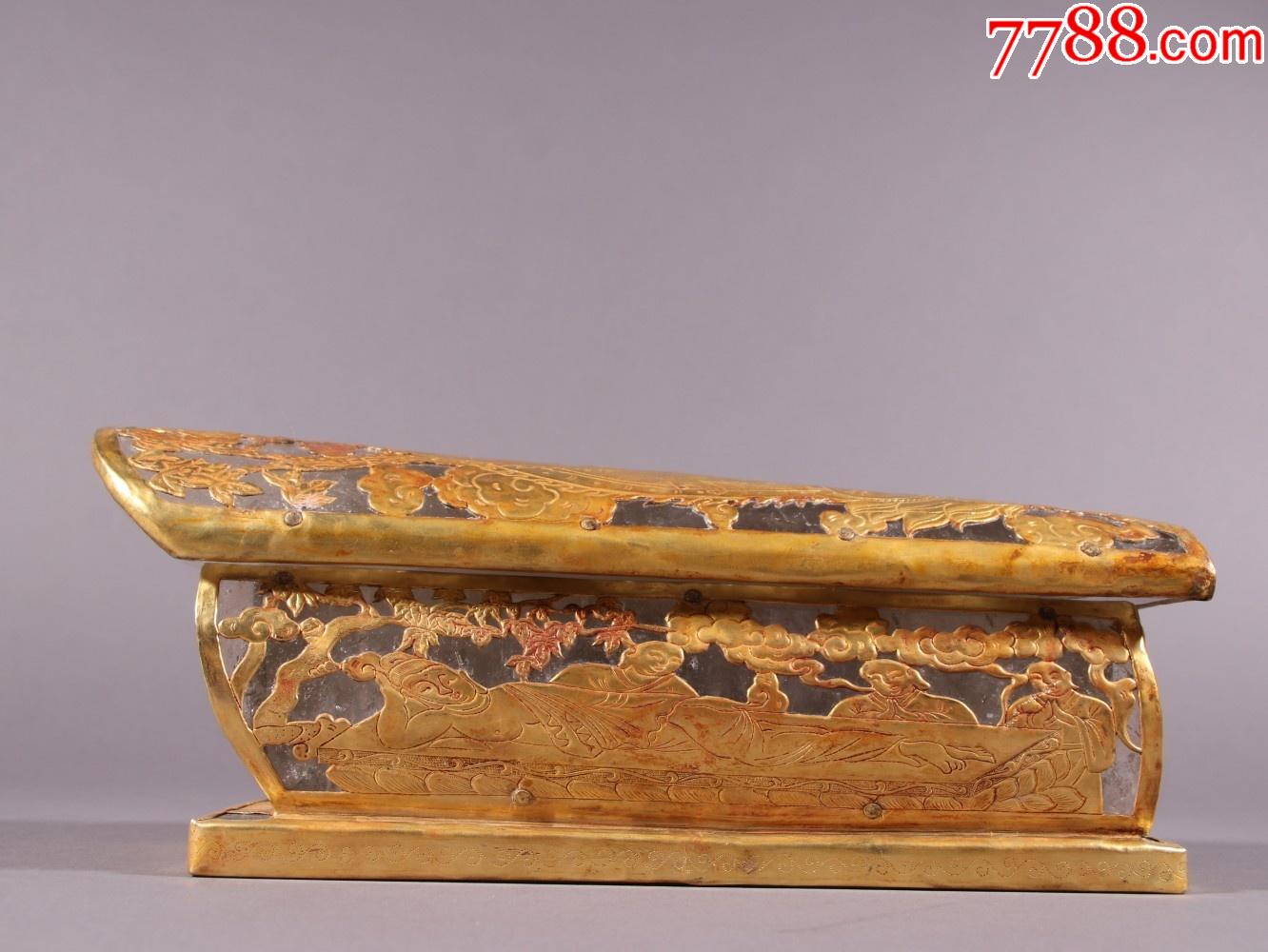 嵌银鎏金佛纹老水晶棺材