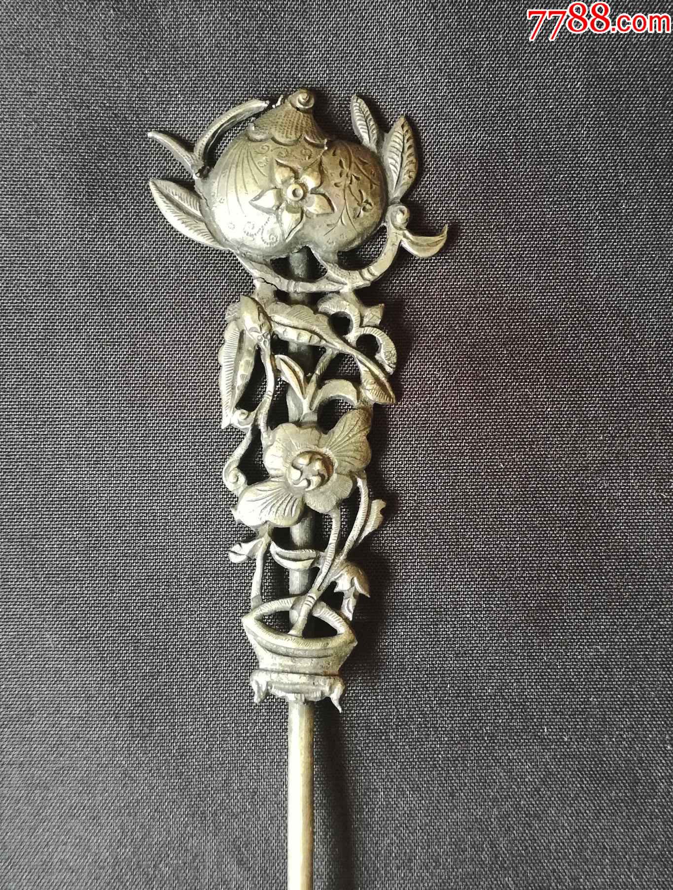 清代:桃花老银簪好品!_银簪/银钗_第4张_7788钱币网