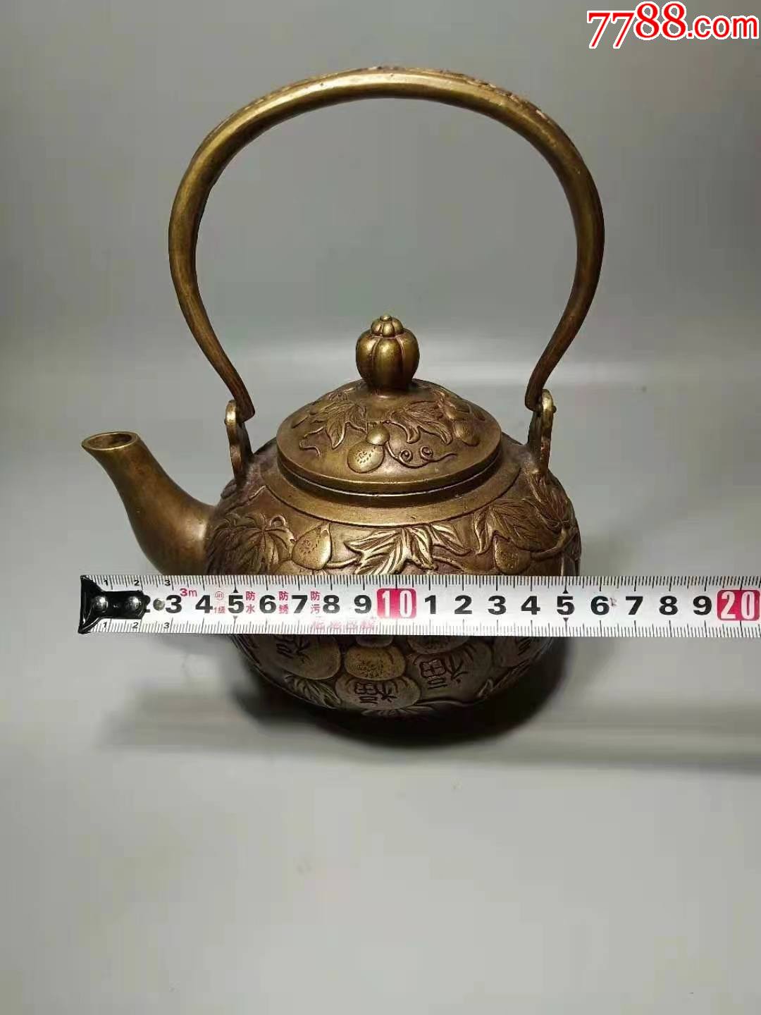 清乾隆黄铜刻福葫芦提梁壶_铜壶/铜瓶_图片收藏_回收价格_7788老酒