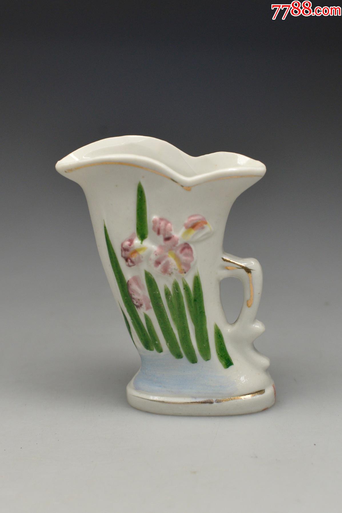 60年代日本外销瓷回流日本中古日式小花插手绘老瓷器小花瓶老酒杯