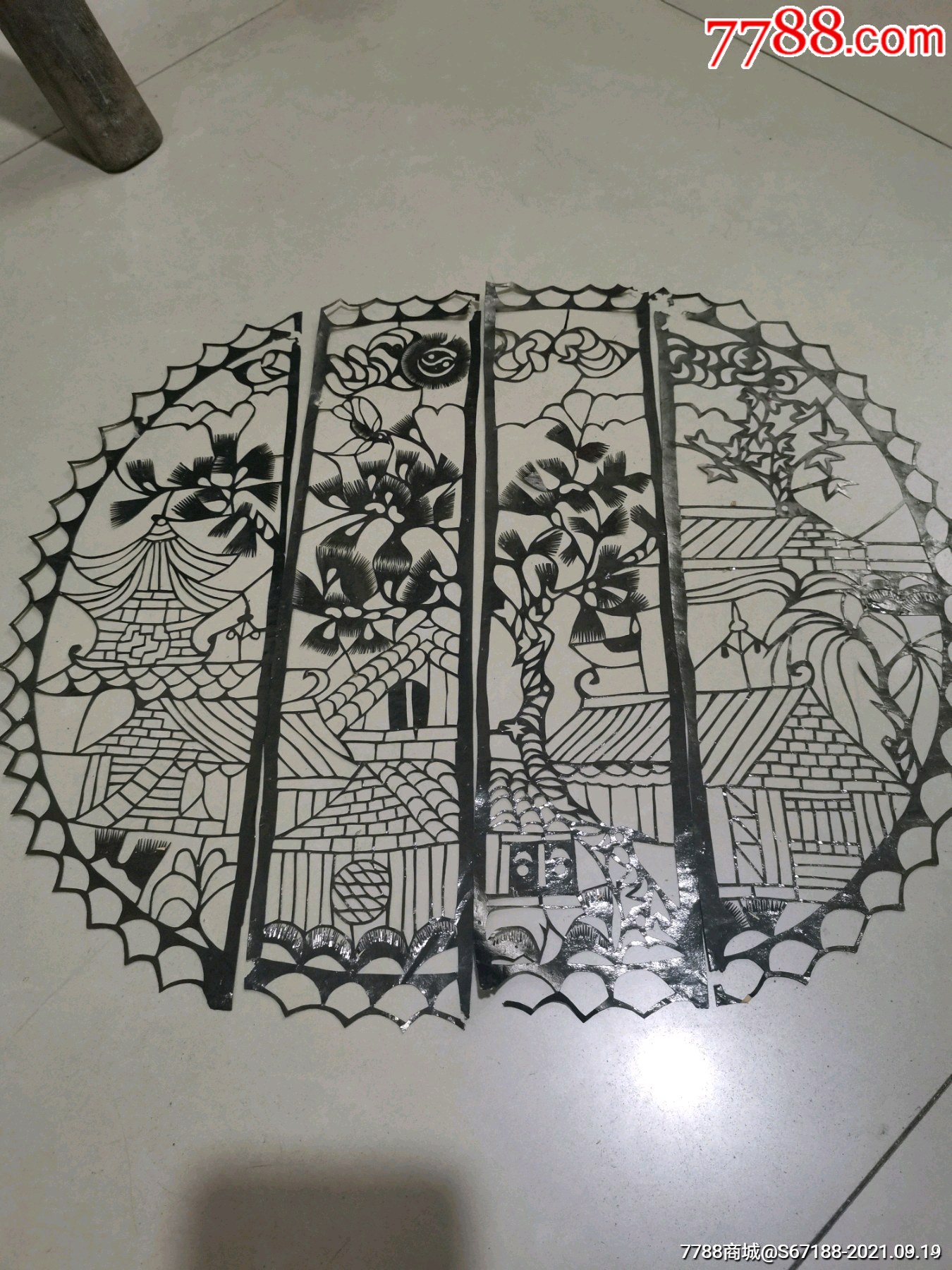 民国楼阁亭台剪纸窗心