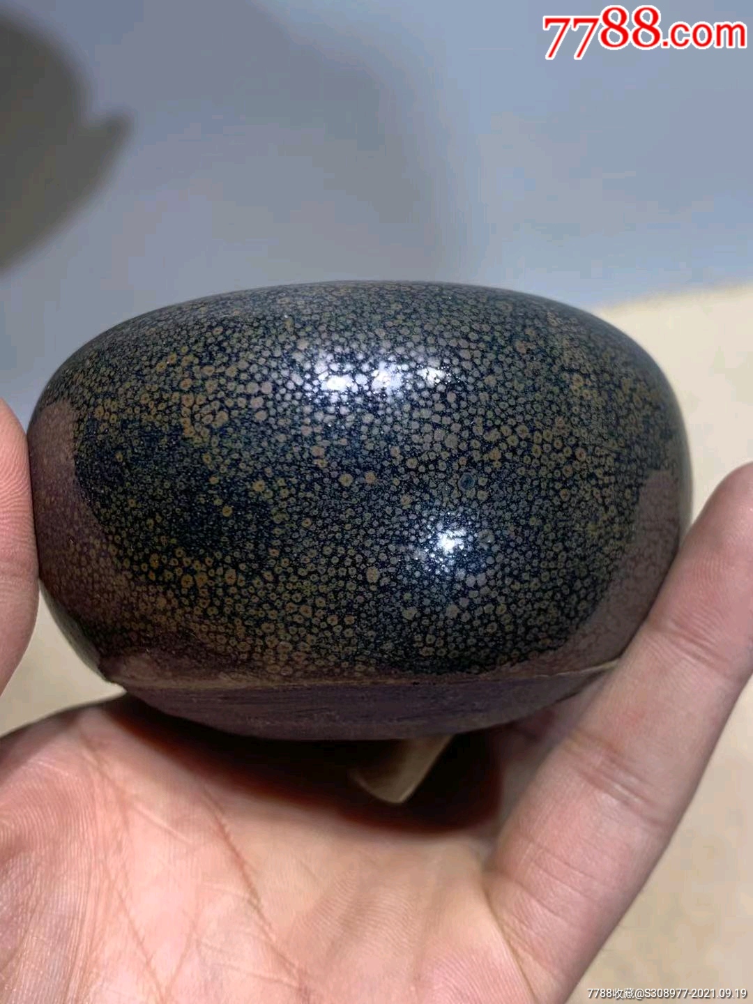 宋代铁胎红油滴笔洗