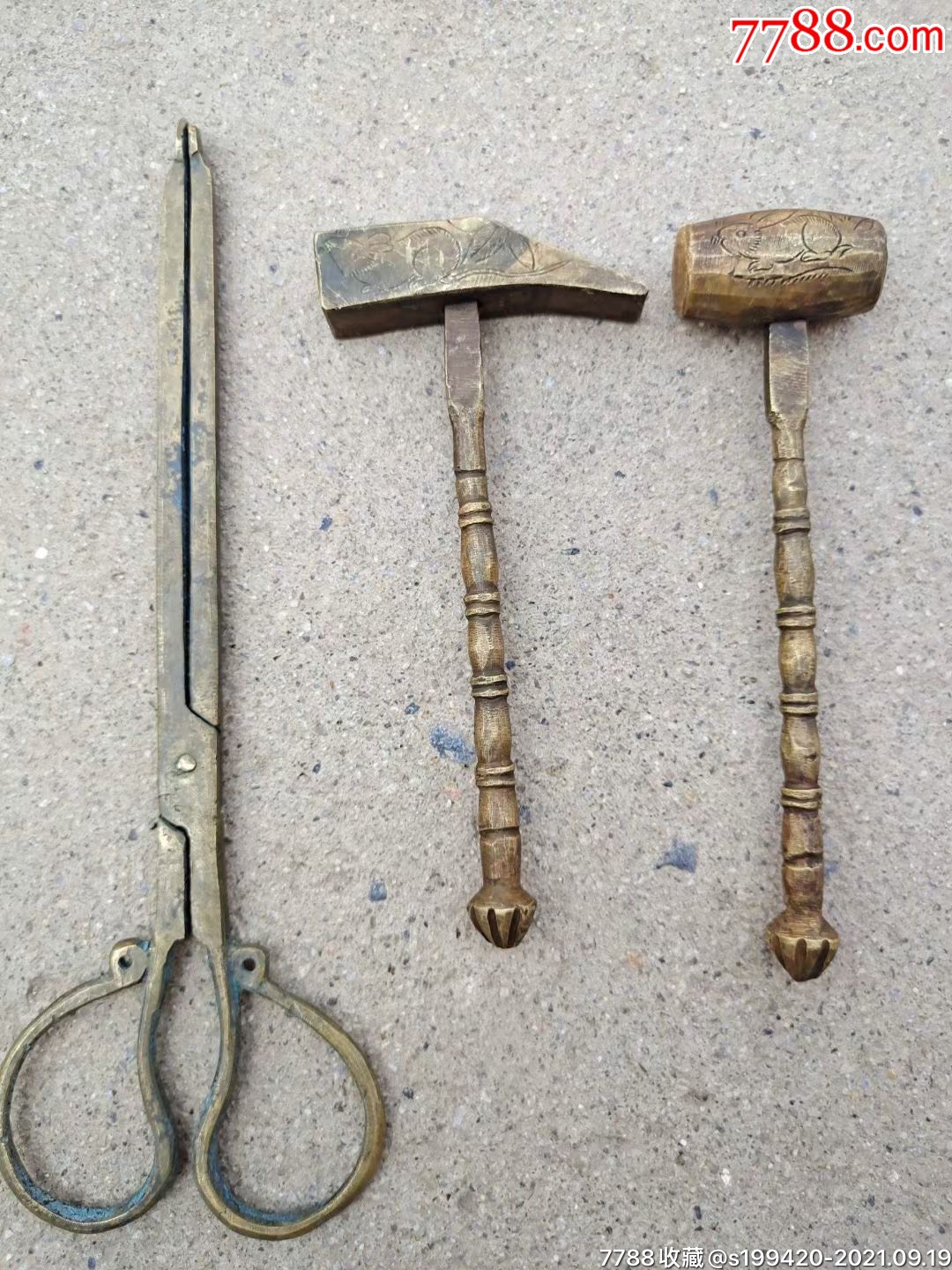 民国时期金银匠用的工具3件一套铜制做工精美难得少见包老保真