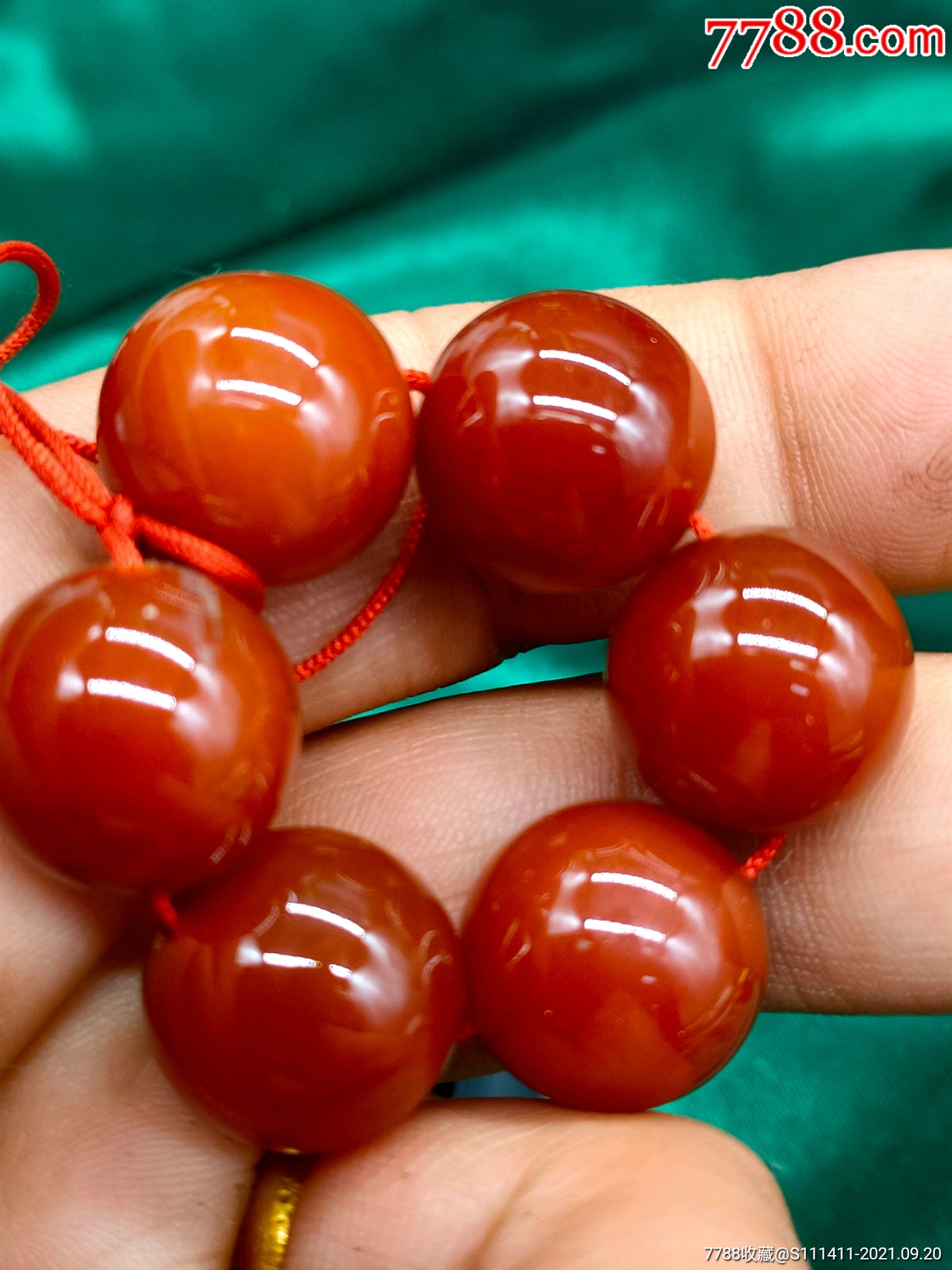 红玛瑙玉髓珠子六颗