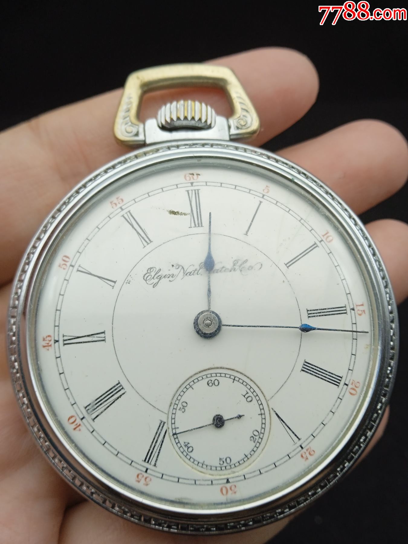 美国elgin埃尔金朝天摆超大怀表17钻