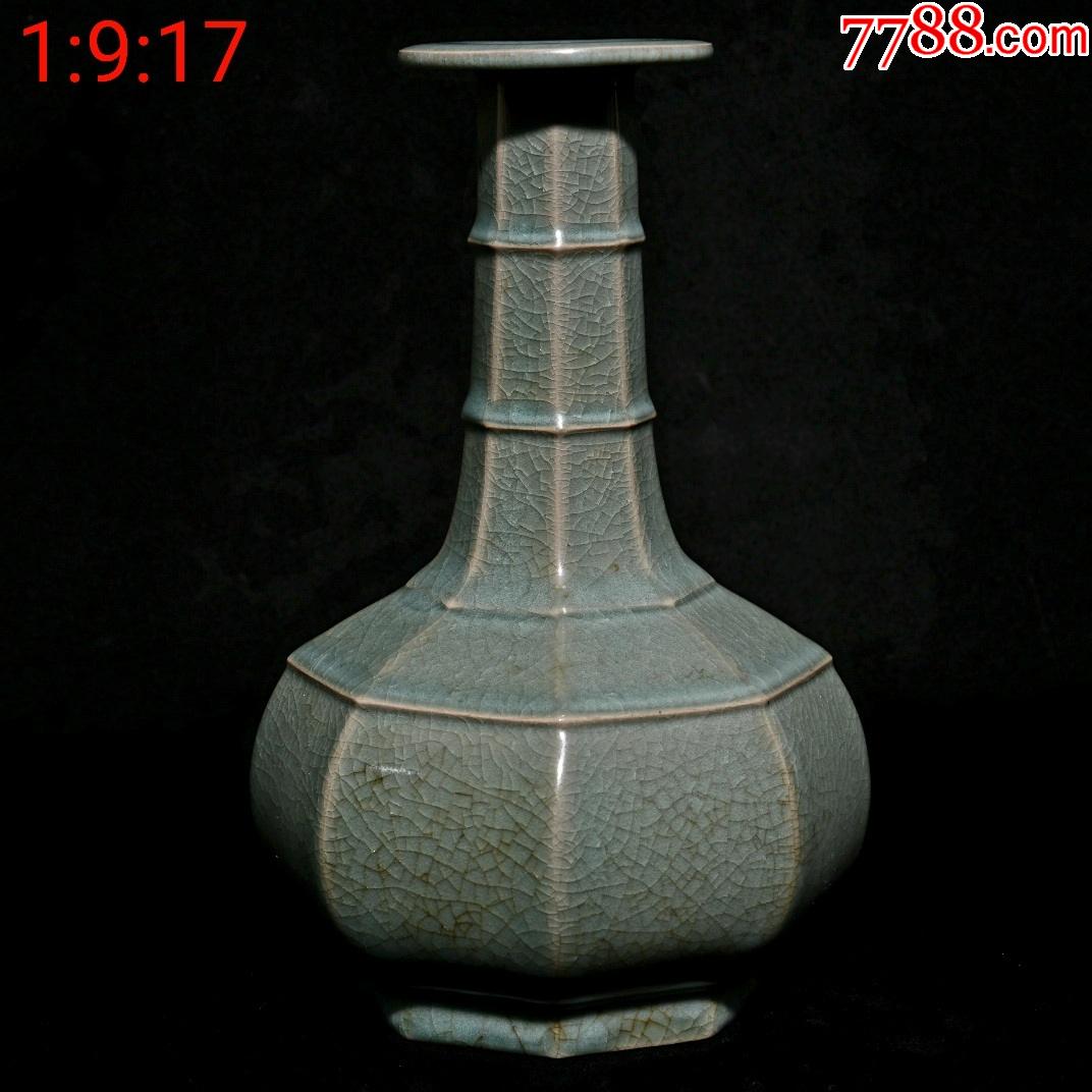 汝窑系【,八棱盘口瓶,(工艺品)