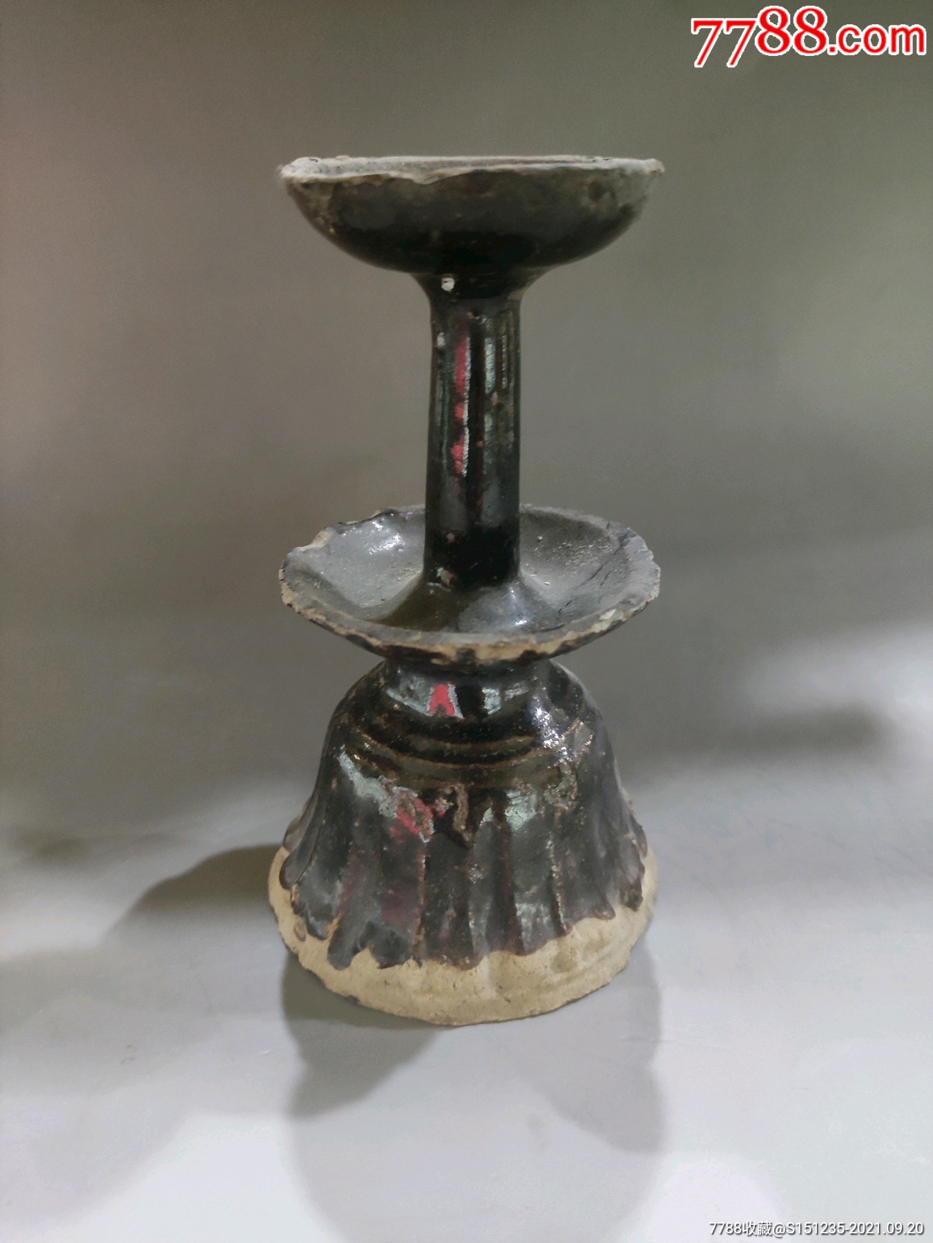清代黑釉双层烛台喜欢的朋友不要错过细节如图