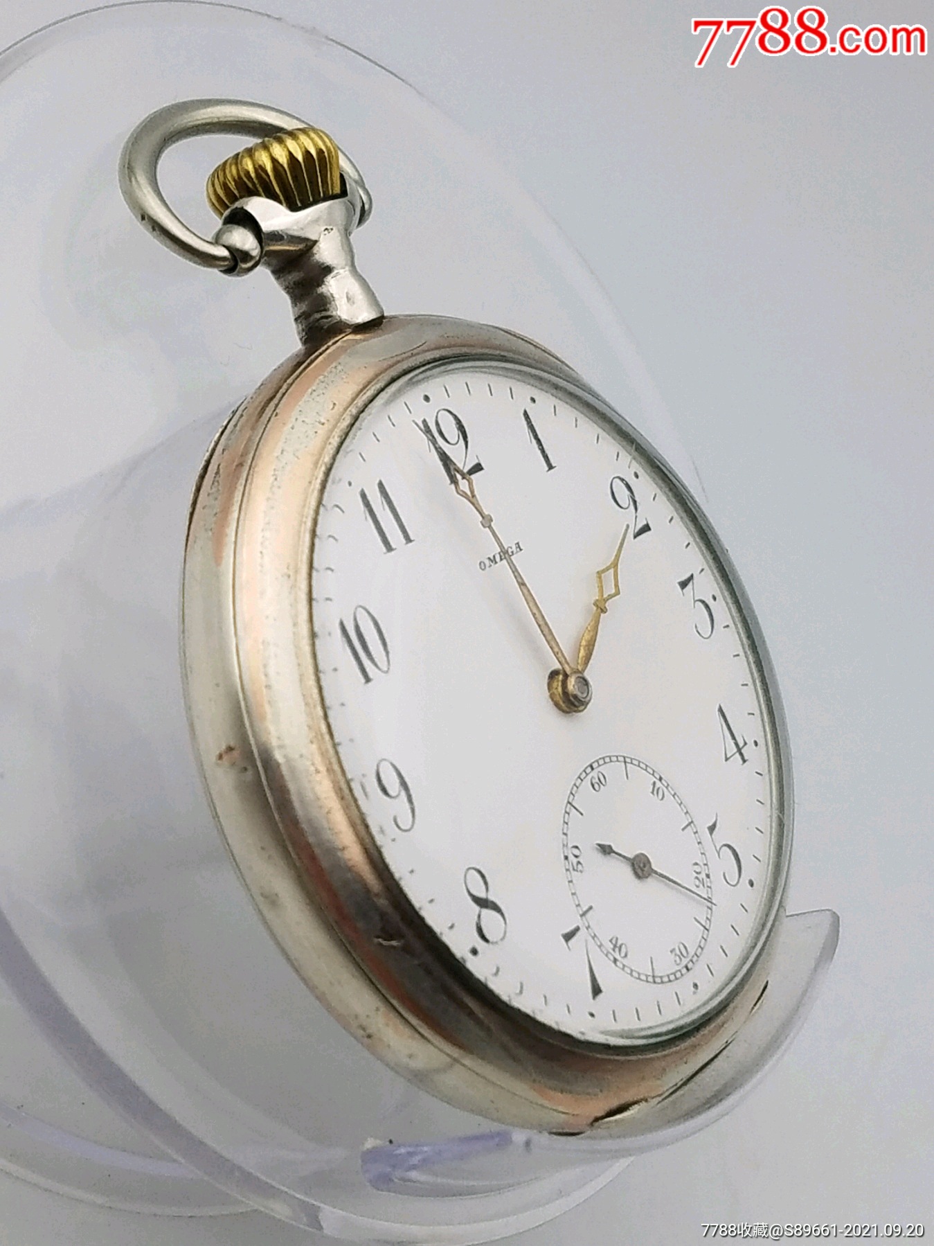 瑞士omega欧米茄开面银壳古董怀表