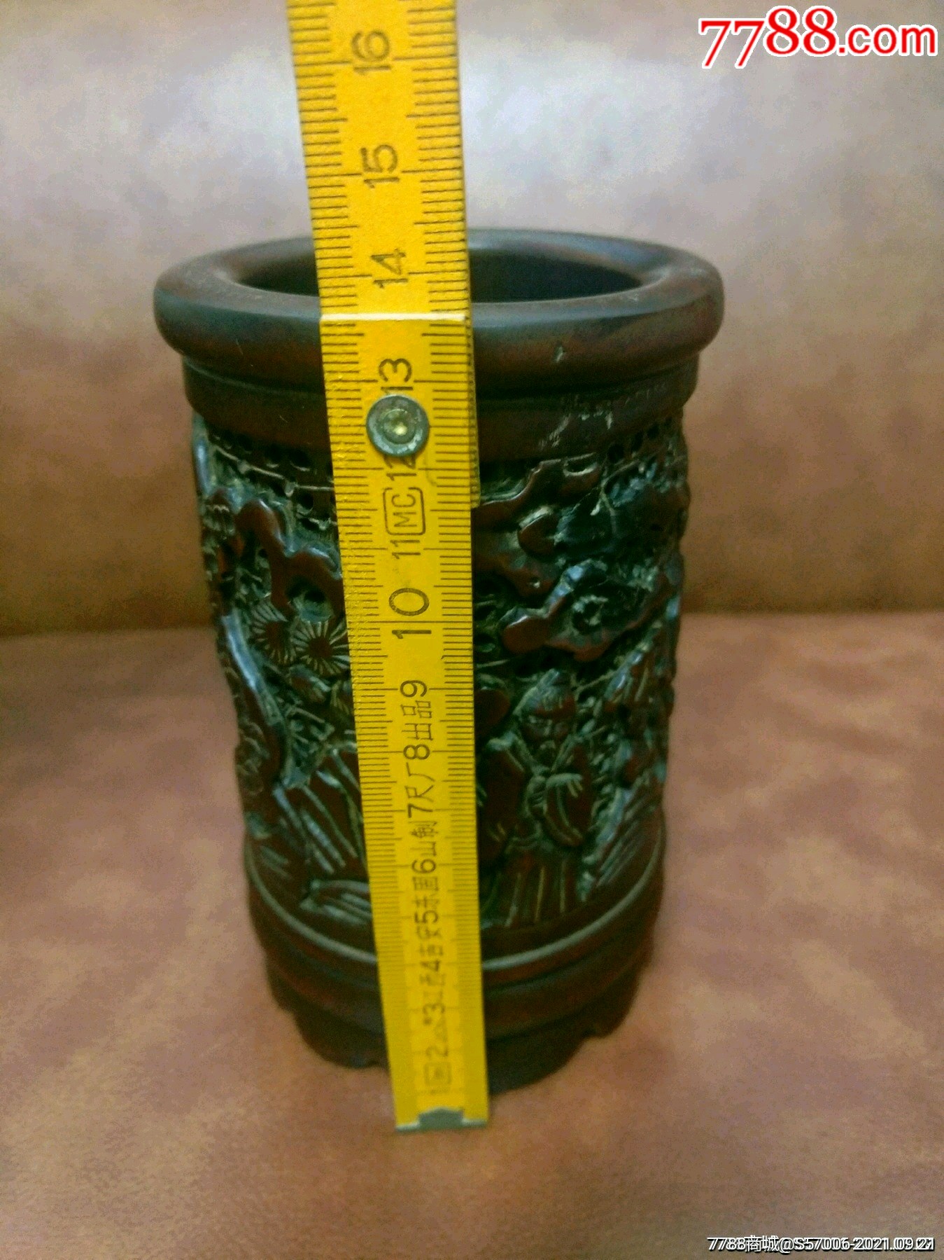 民国红木纯手工雕刻老笔筒(包快递)