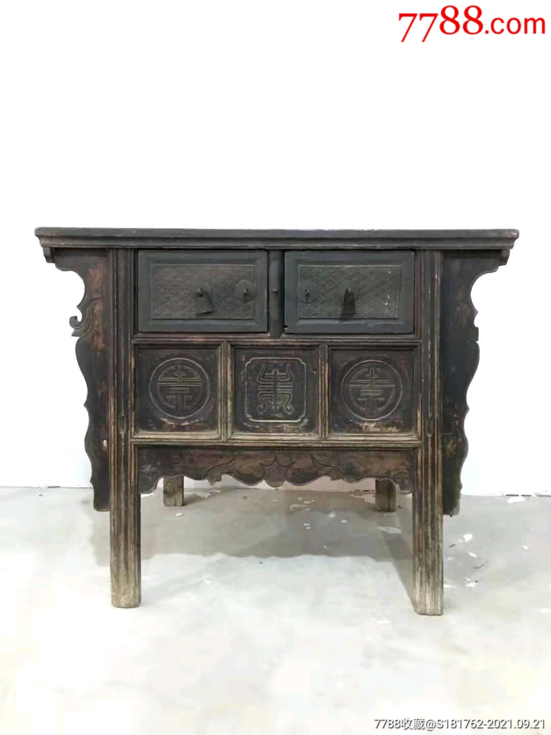 清代榆木雕花桌_价格2800元【民俗古玩老家具】_第1张_7788收藏__收藏