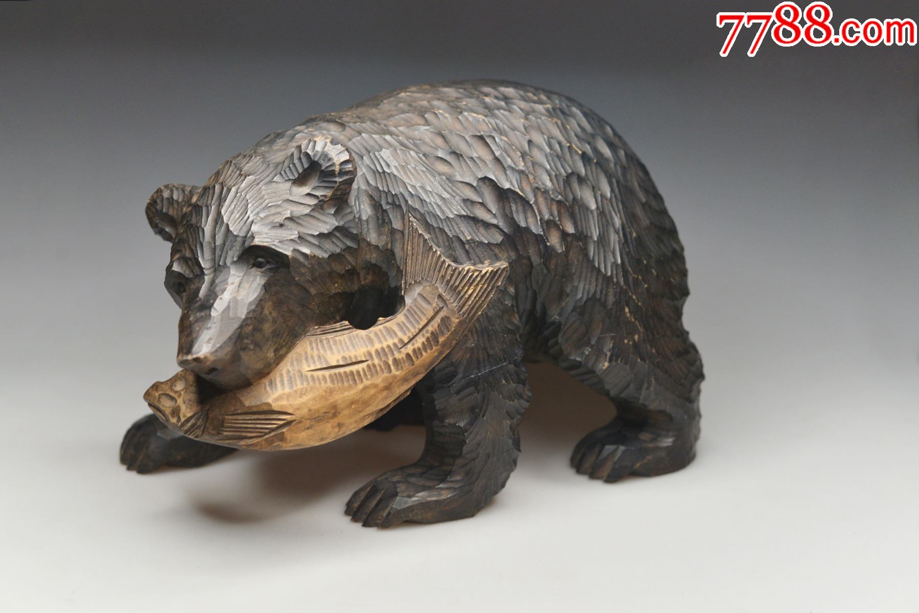 日本回流茶道具木雕木器北海道手工雕刻熊摆件日式创意装饰旧收藏