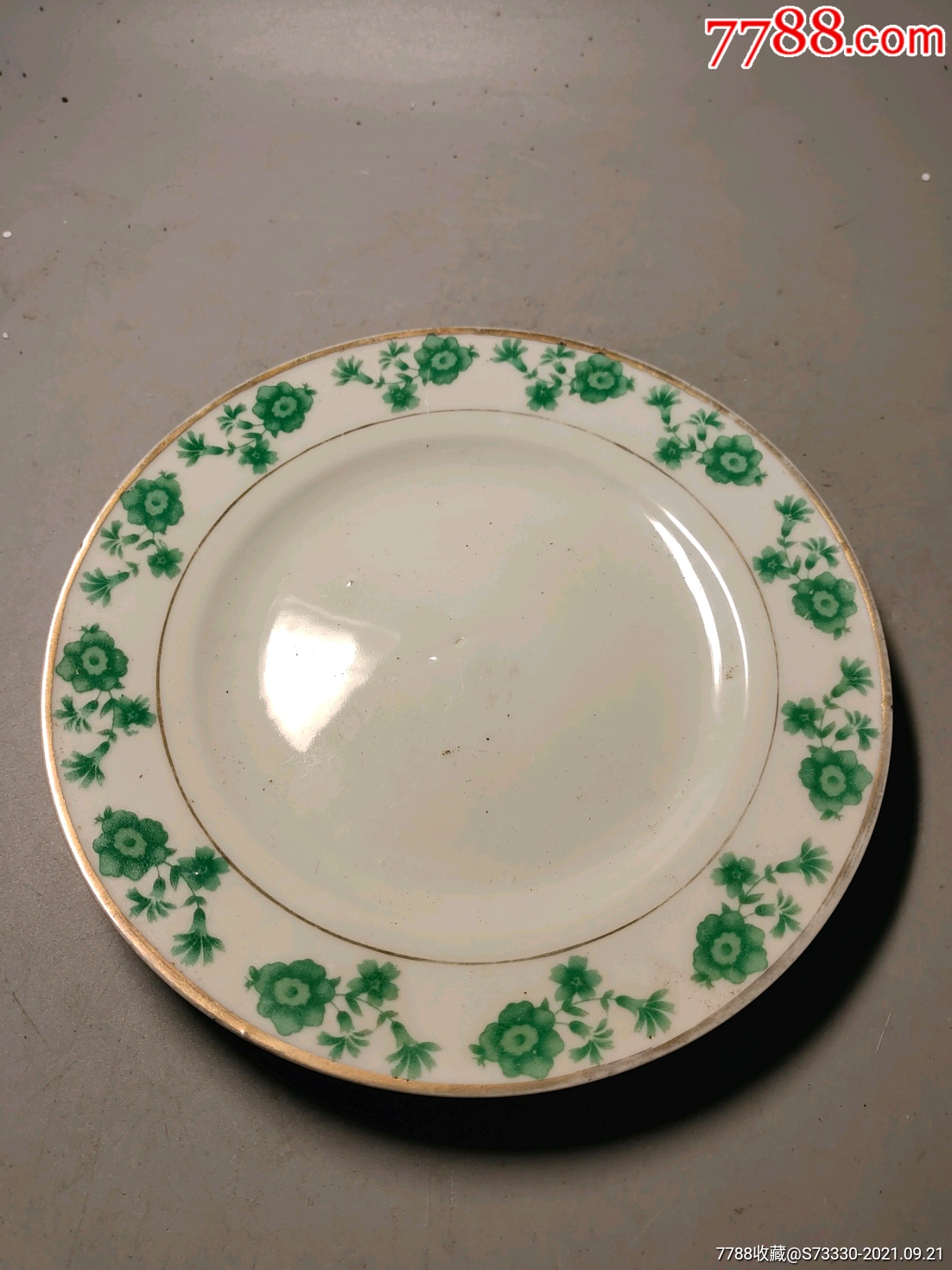 民国瓷,民国时期经典绿色碎花盘子一块2_彩绘瓷/彩瓷_第1张_7788瓷器