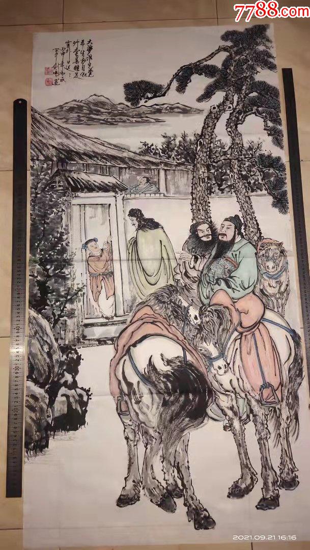 长136宽69厘米包纯手工绘画人物画国画宣纸画三顾茅庐图