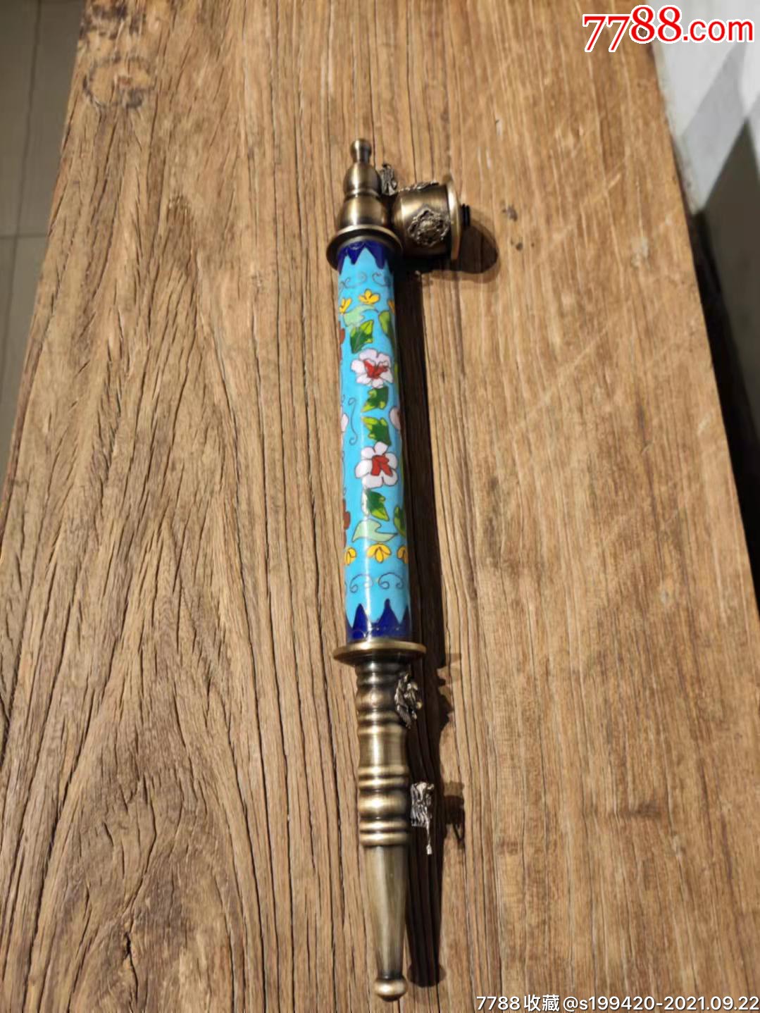 白铜制景泰蓝一口香大烟枪做工精致品自一流保存完整