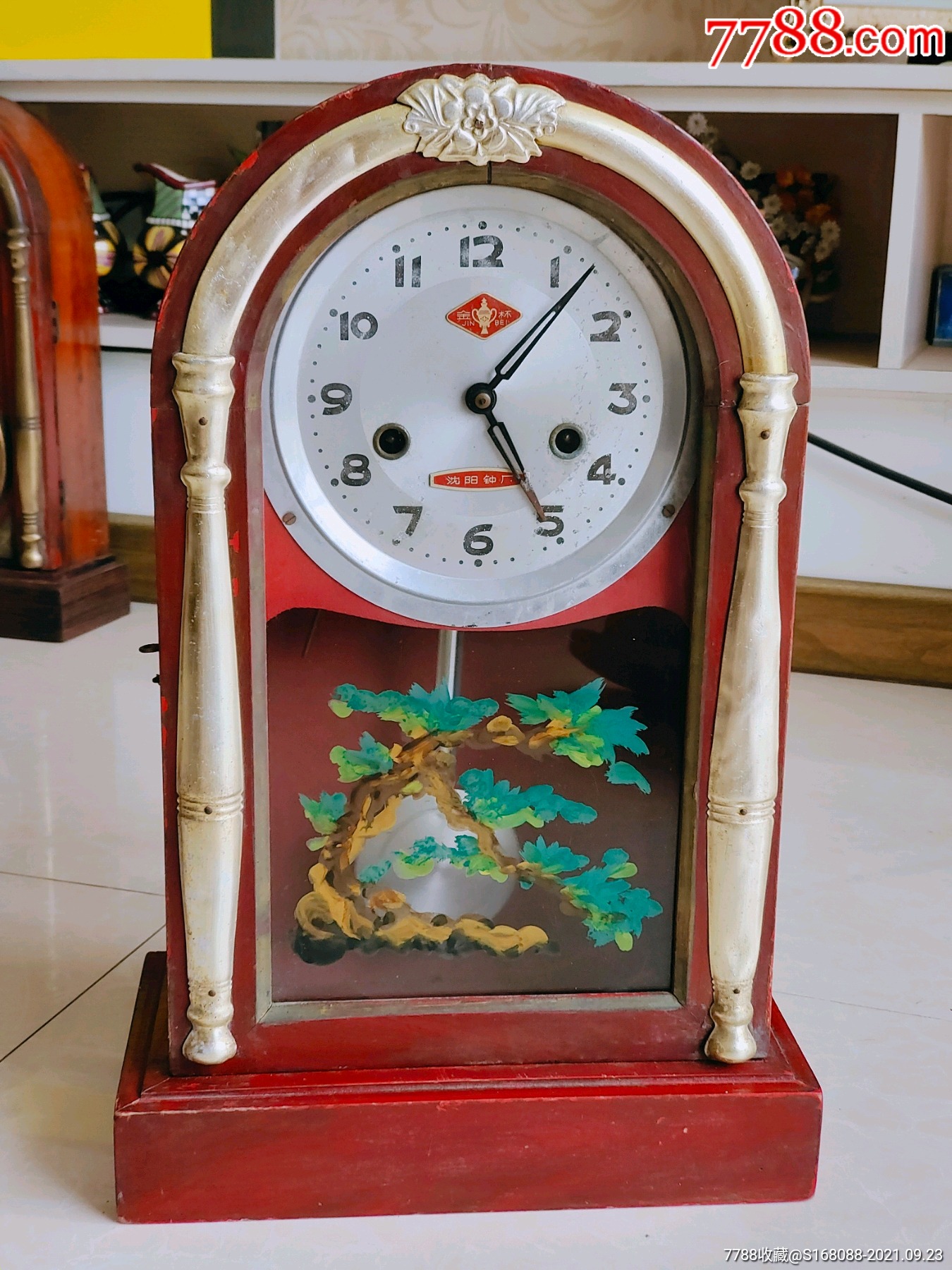 文革时期六七十年代怀旧古董老物件沈阳金杯牌老座钟老钟表机械钟表