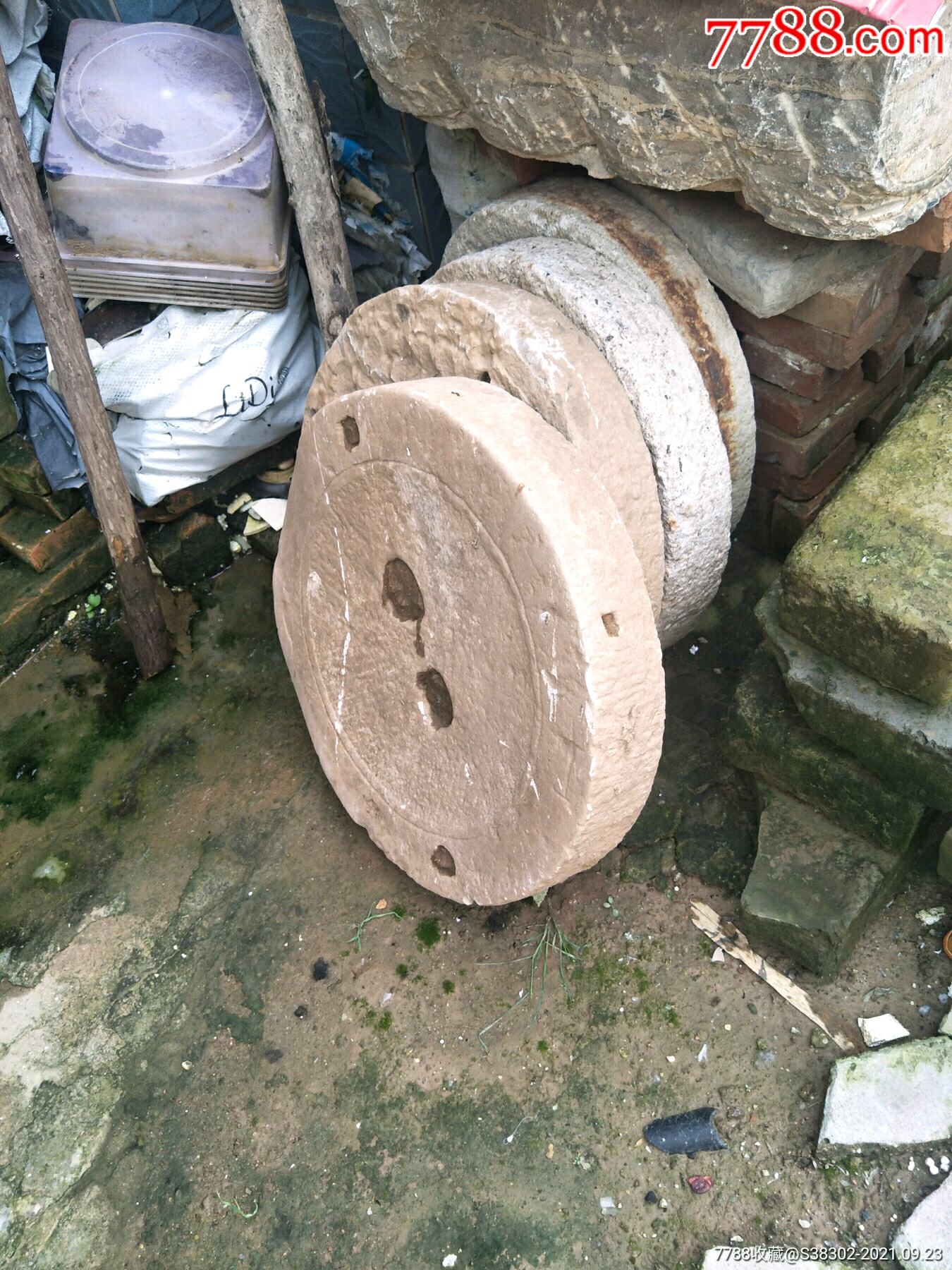 老捶布石磨片磨盘大青砖石钱适合农家乐农庄仿古园林建设