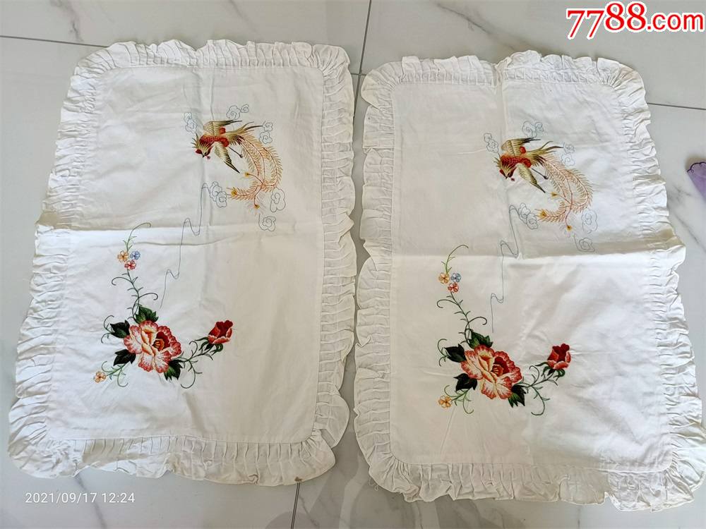 年代枕套一对儿凤凰牡丹图案好品-价格:135元-se82784278-枕套/枕巾