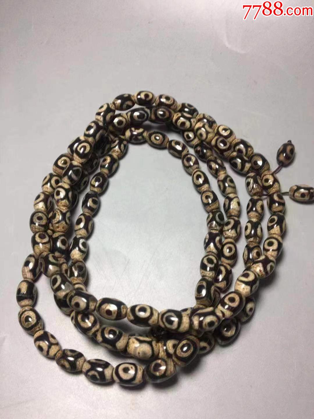 老料包浆三眼天珠项链108卡12