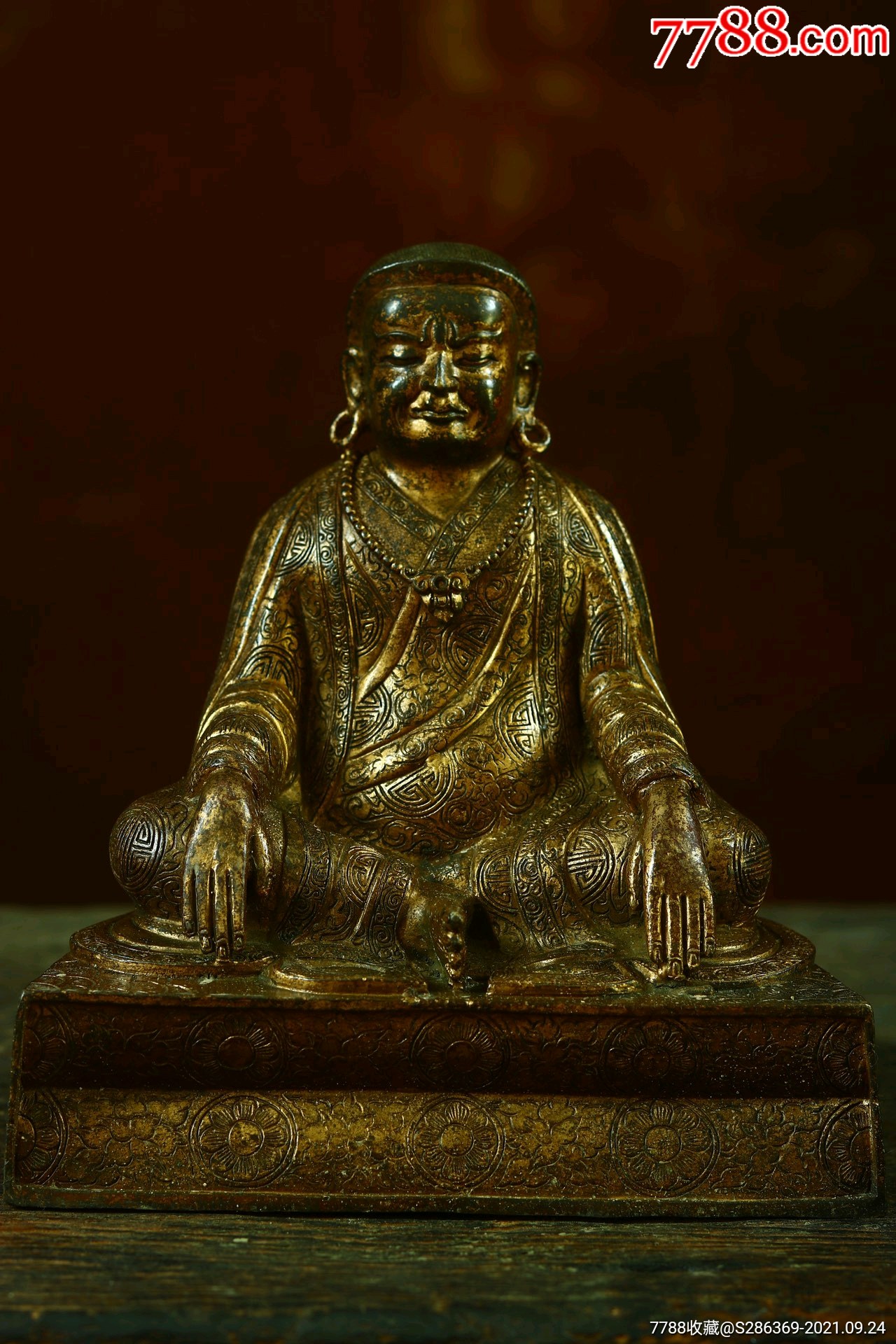 铜鎏金一尊玛尔巴大师