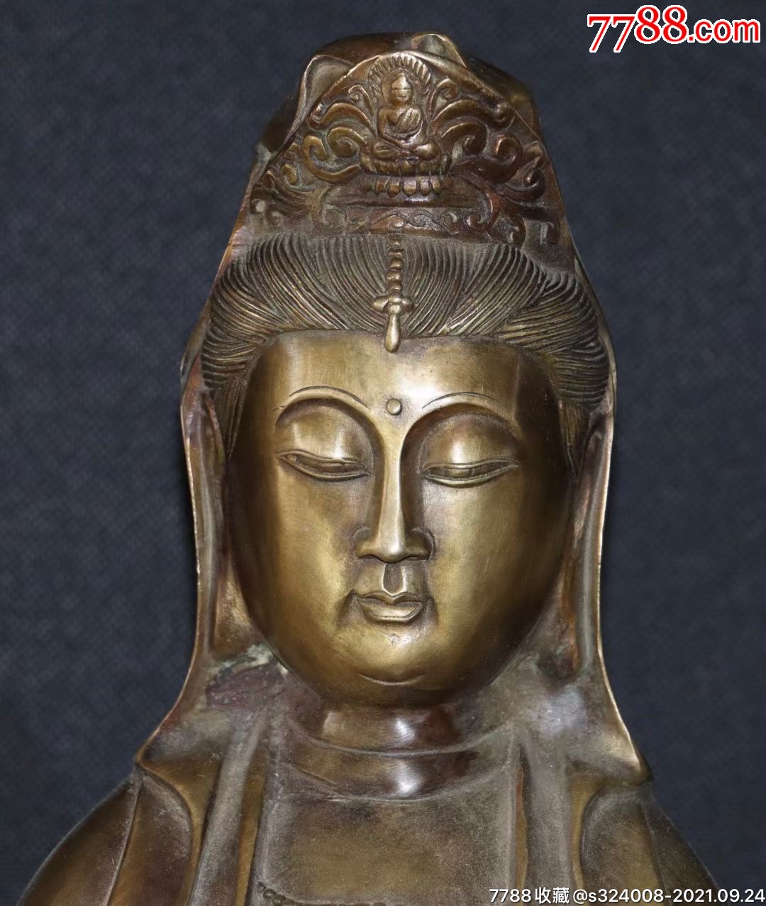 晚晴铜制观音开脸慈祥等待善良有福之人结缘