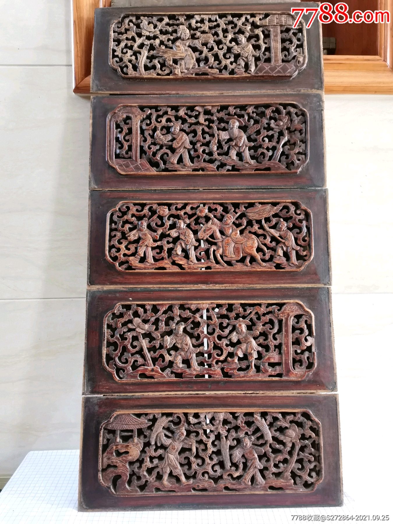 人物雕刻花板_木雕花板_快乐一手地皮古玩【7788收藏__收藏热线】