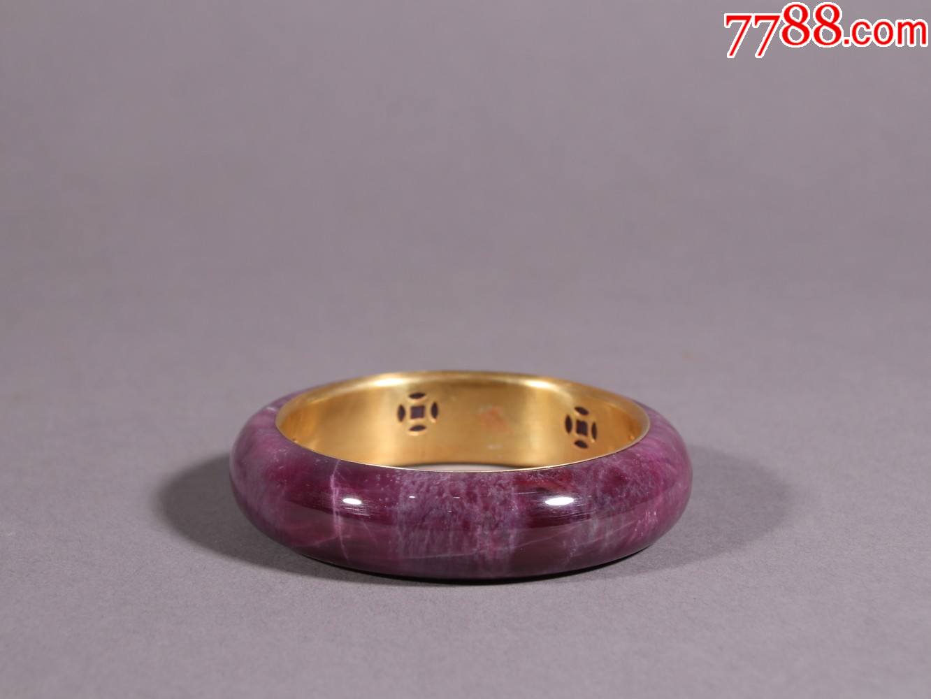 红宝石包金扁条手镯