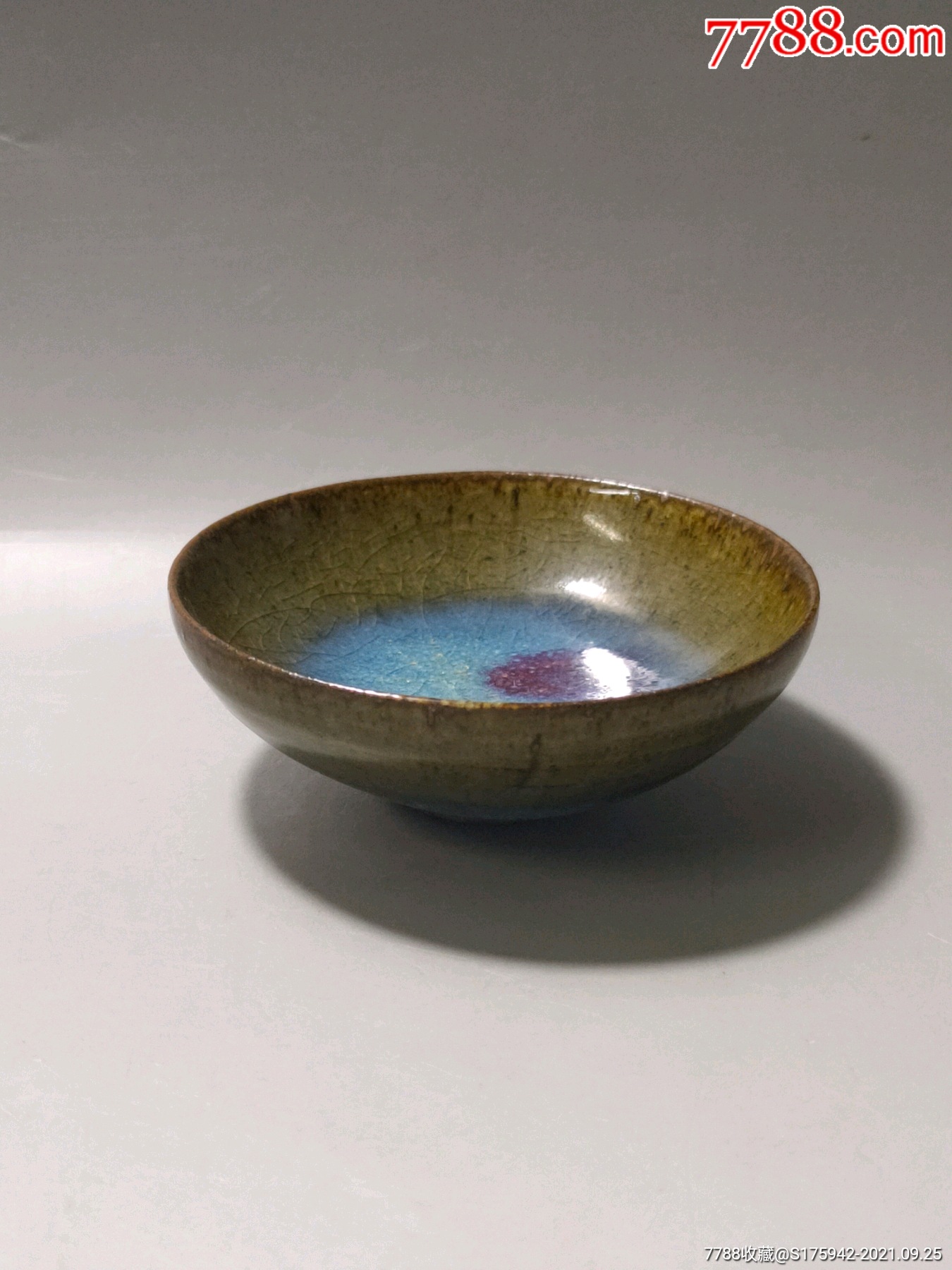 钧窑茶盏,老钧瓷