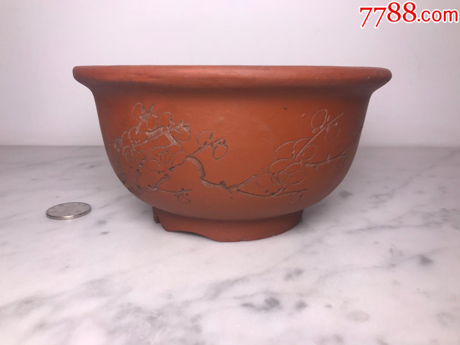 文革刻梅花宜兴紫砂花盆_价格160元_第1张_7788收藏__收藏热线