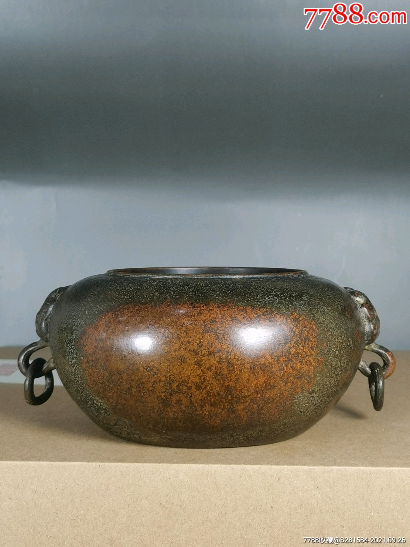 纯铜兽耳钵式炉