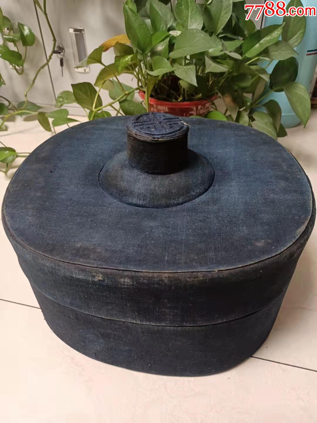 清代老物件(官帽配饰蓝布帽盒)古玩民俗收藏品博物馆藏