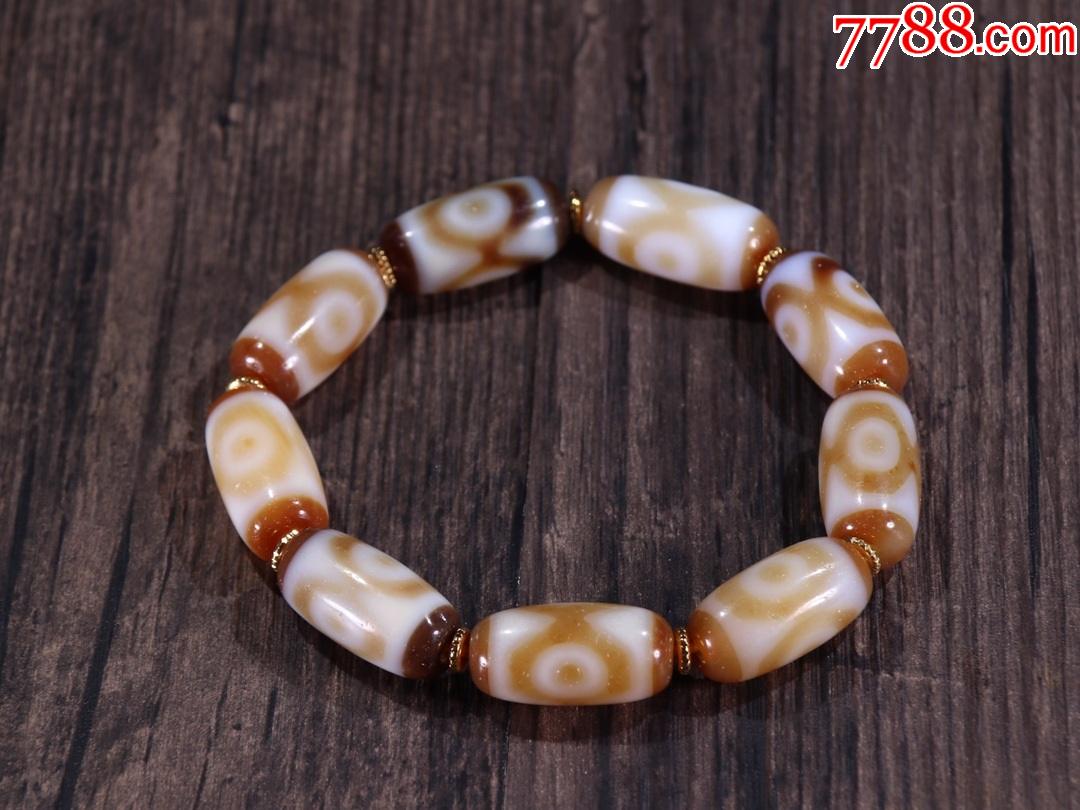 藏传精品至纯嫩色三眼天珠手串