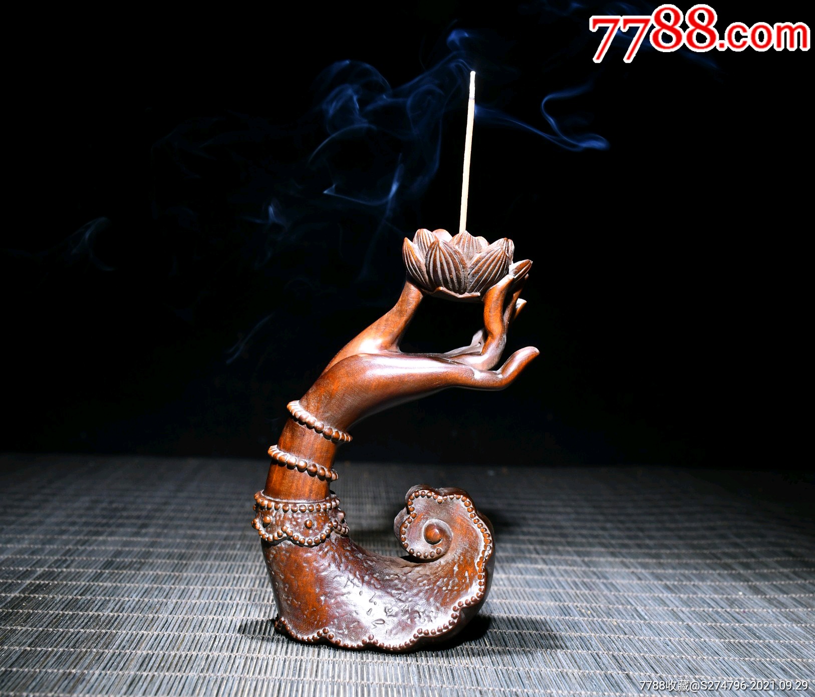 黄杨木精工雕刻佛手莲花香插_木雕摆件_来客发【7788收藏__收藏热线】