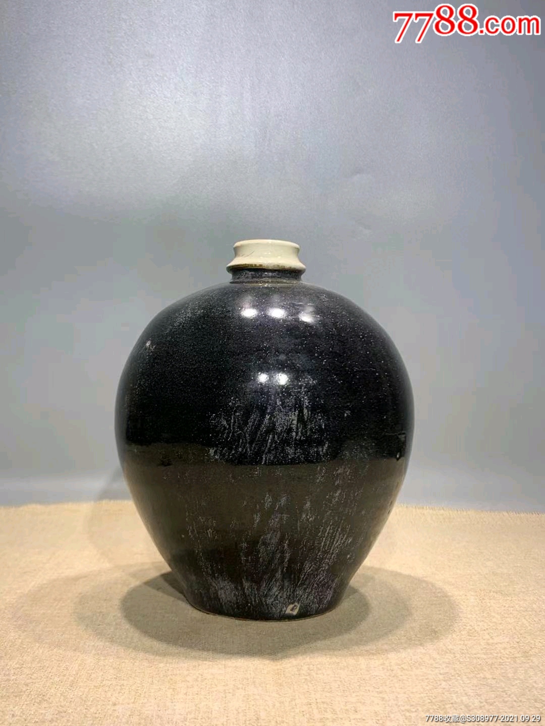 磁州窑黑釉白口肚喽瓶-价格:1400元-se82884339-黑瓷/天目瓷-零售