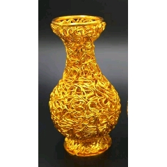 现代工艺品大型铜合金花瓶手工制作高26厘米