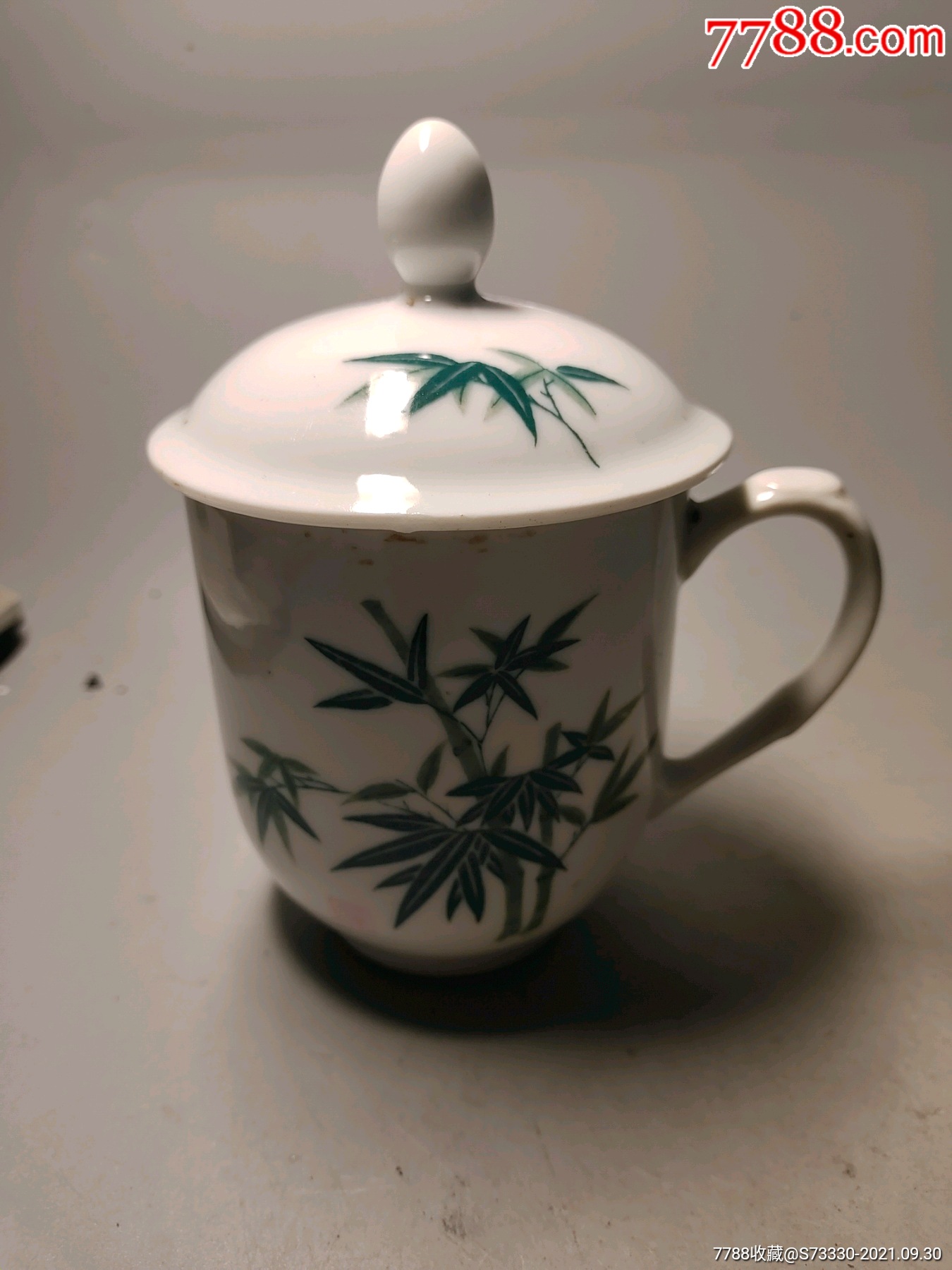 80-90年代,湖南醴陵瓷厂竹叶茶杯,微磕