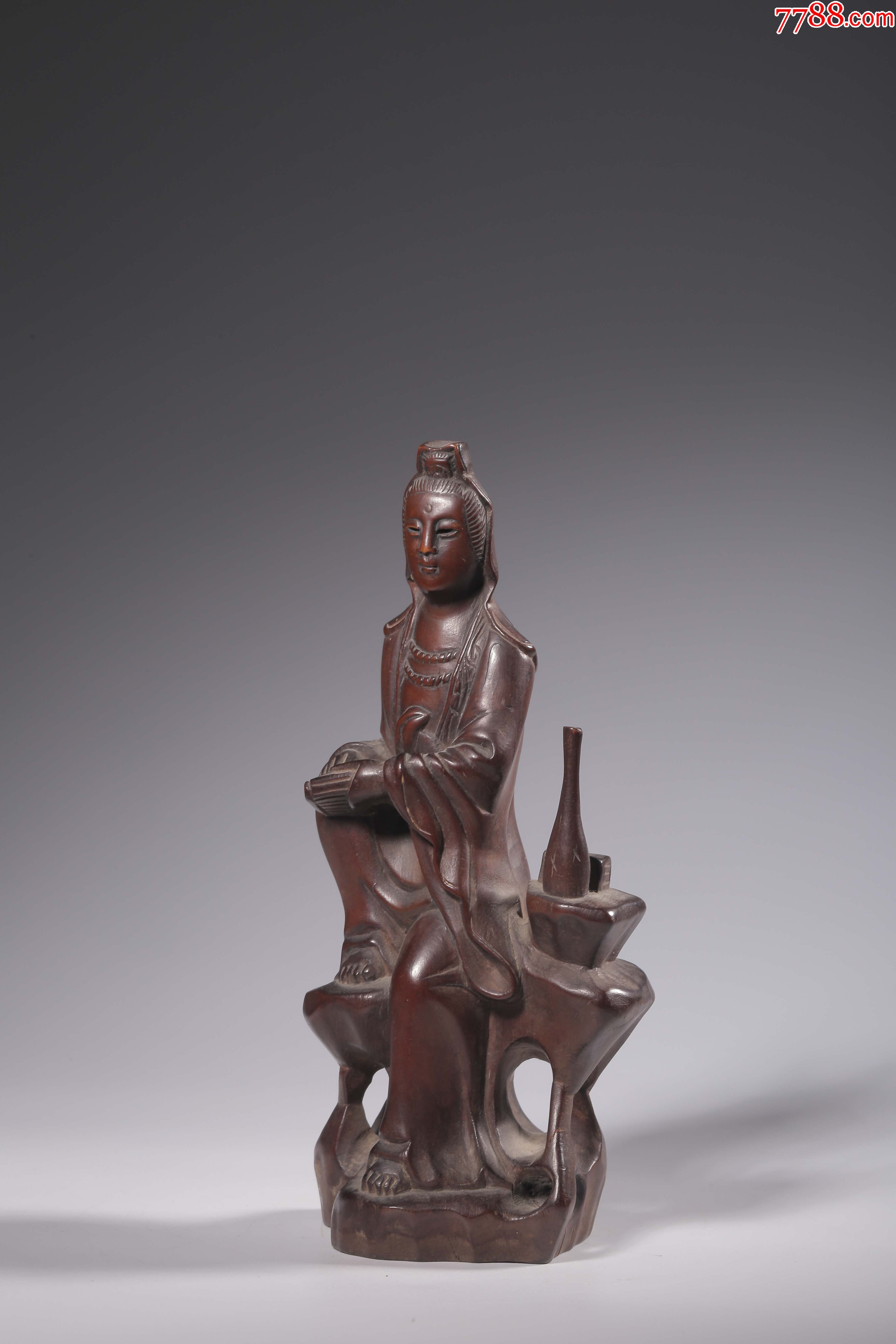 民国黄杨木雕观音坐像-价格:4300元-se82907221-木佛像/人像-零售