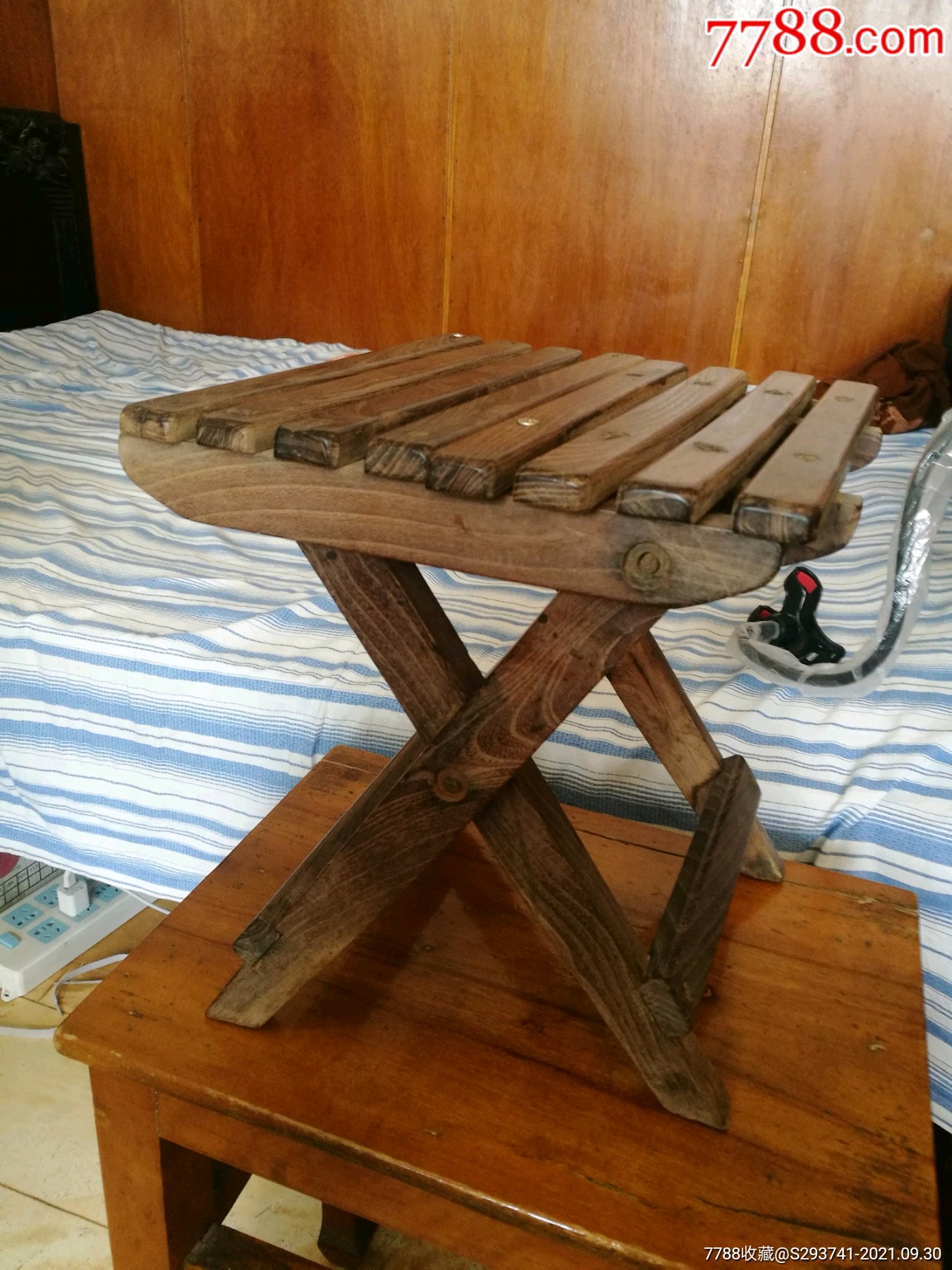 民国榨榛木马扎凳