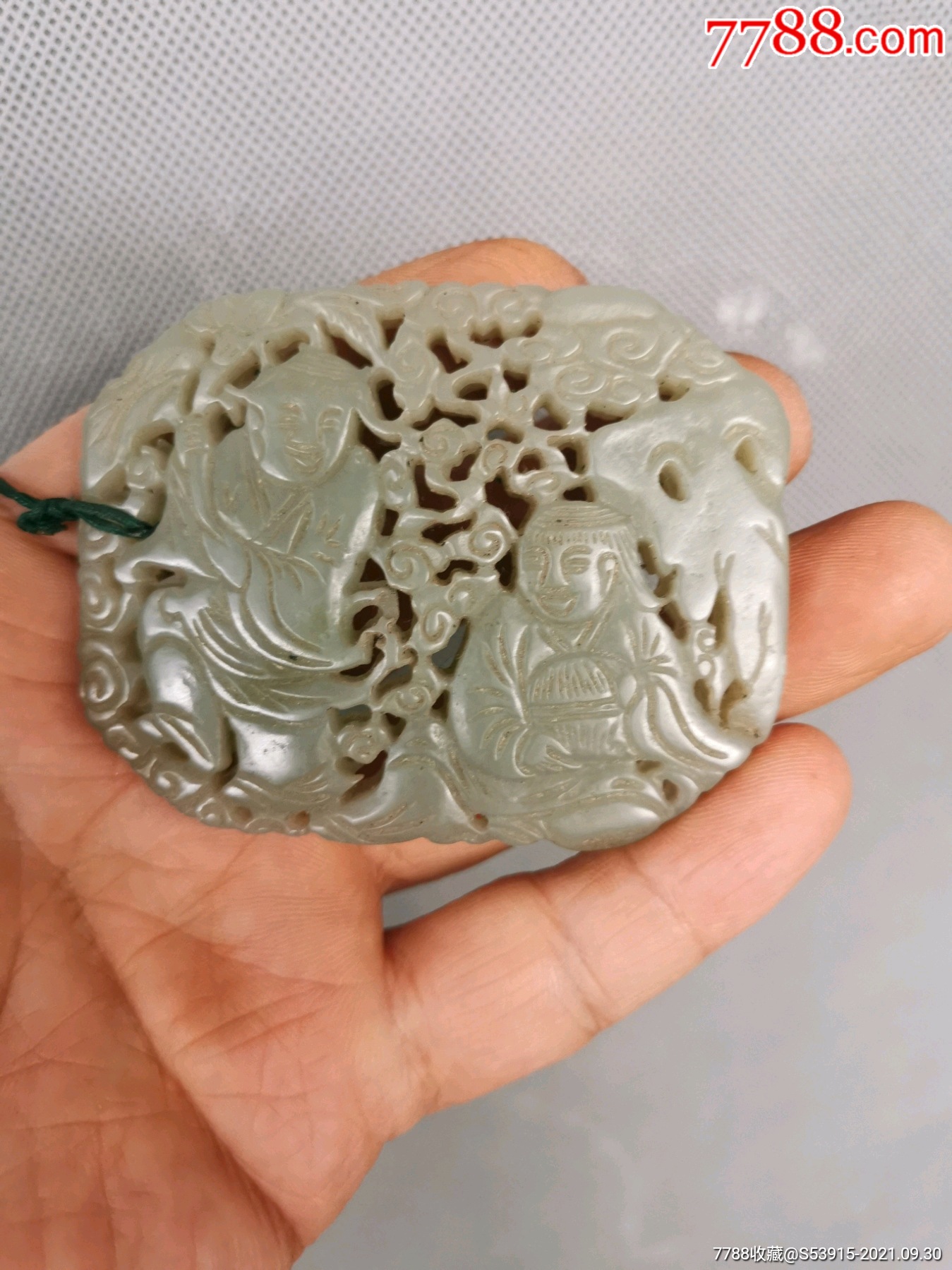 和合二仙玉牌