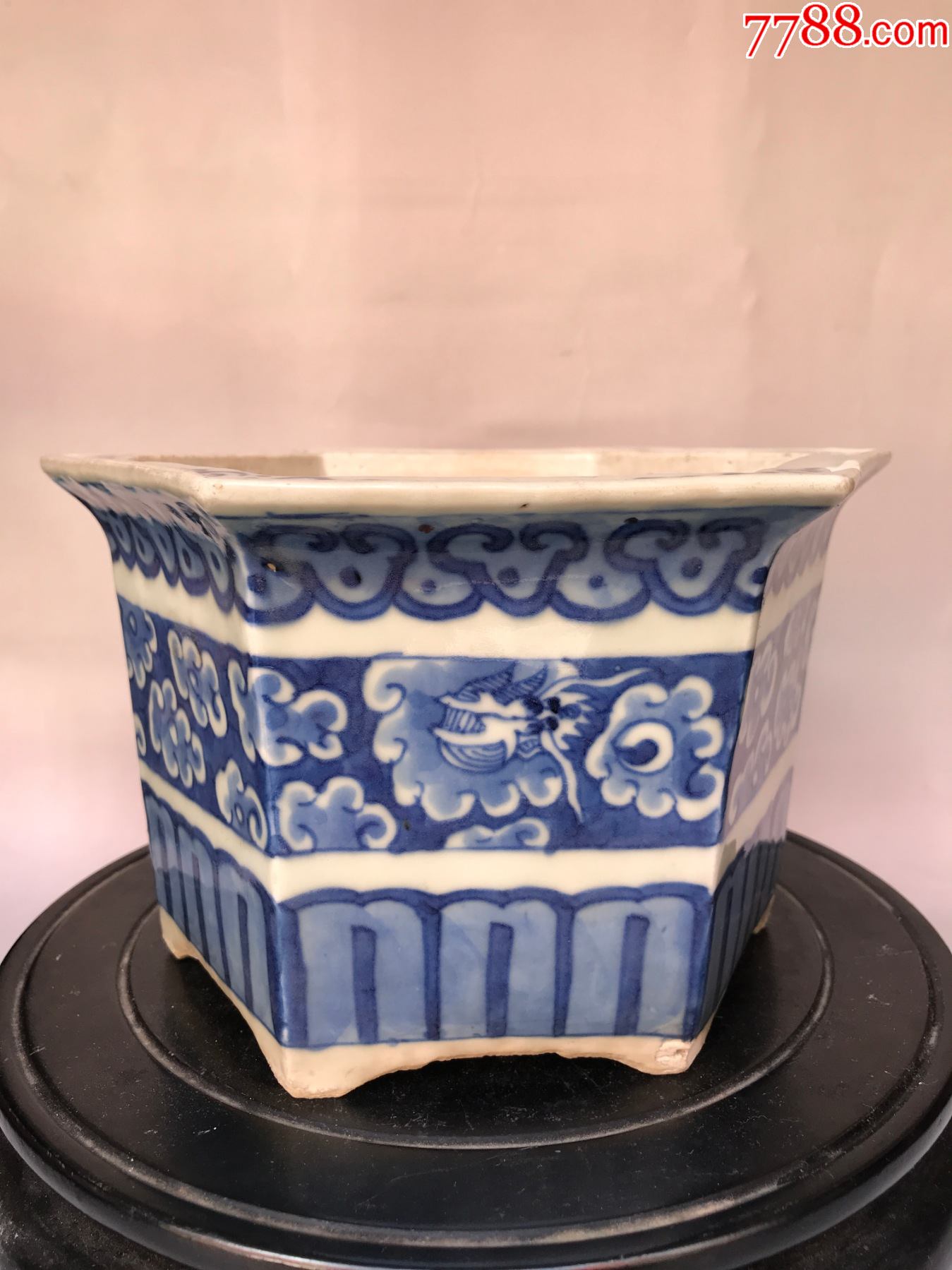乾隆青花龙纹陆方花盆-价格:15000元-se82908421-青白瓷/影青瓷-零售