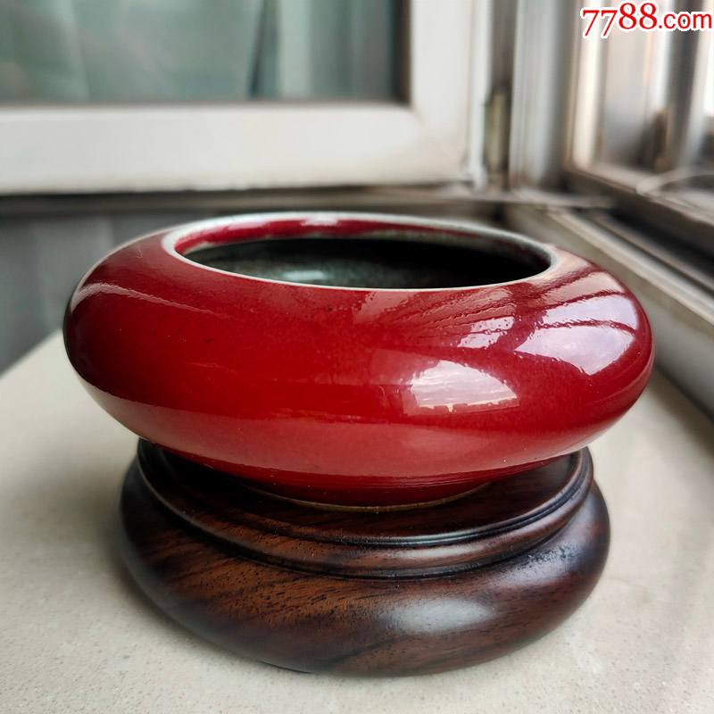 9-27清代郎窑红笔洗-红釉瓷-7788红宝书