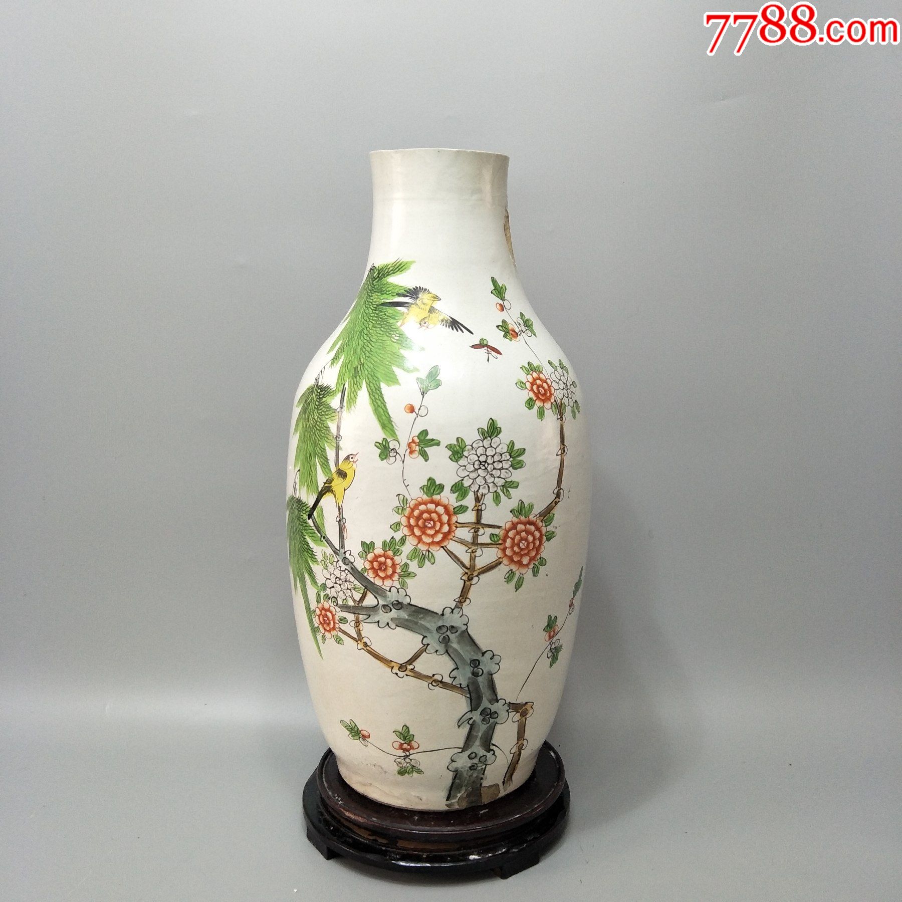 300件民国彩柳树黄莺大瓶一只.画工精美.包老包快_第1张_7788陶瓷