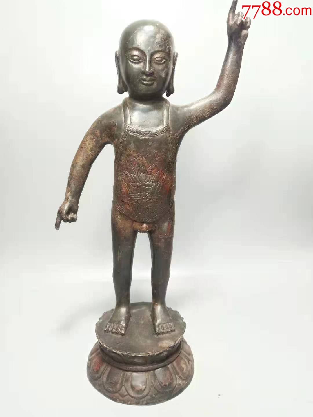 清代指天指地释迦牟尼铜佛,重2.87斤