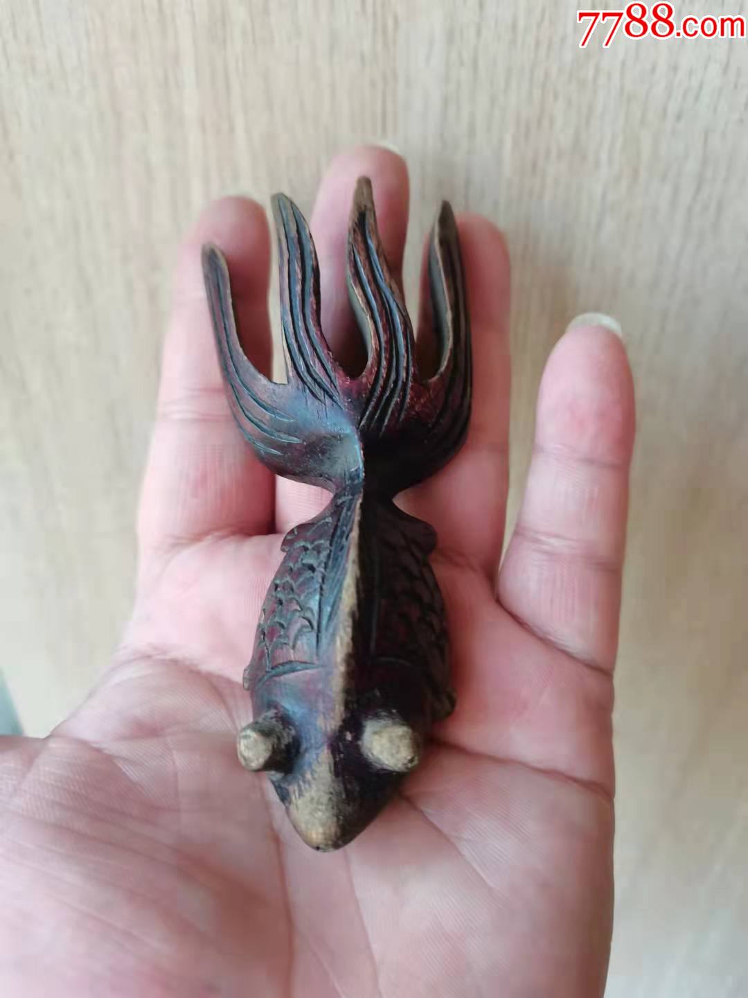 民国老木雕金鱼