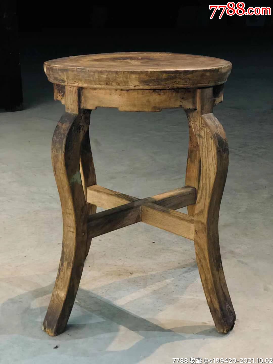 清中期榆木圆凳全品无瑕疵结实牢固