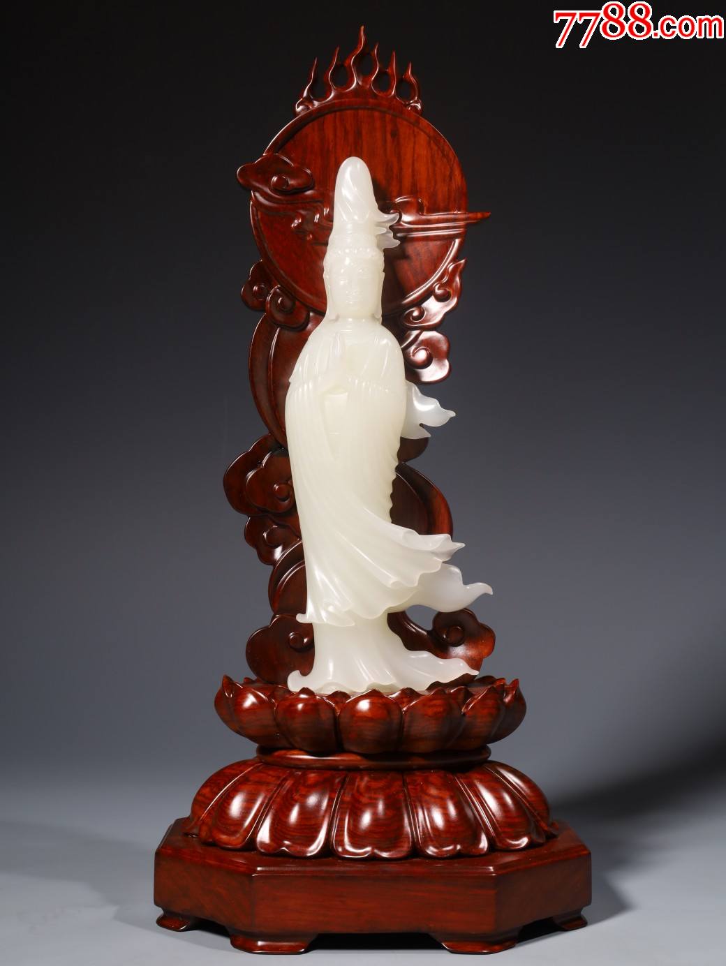 和田白玉观音立像