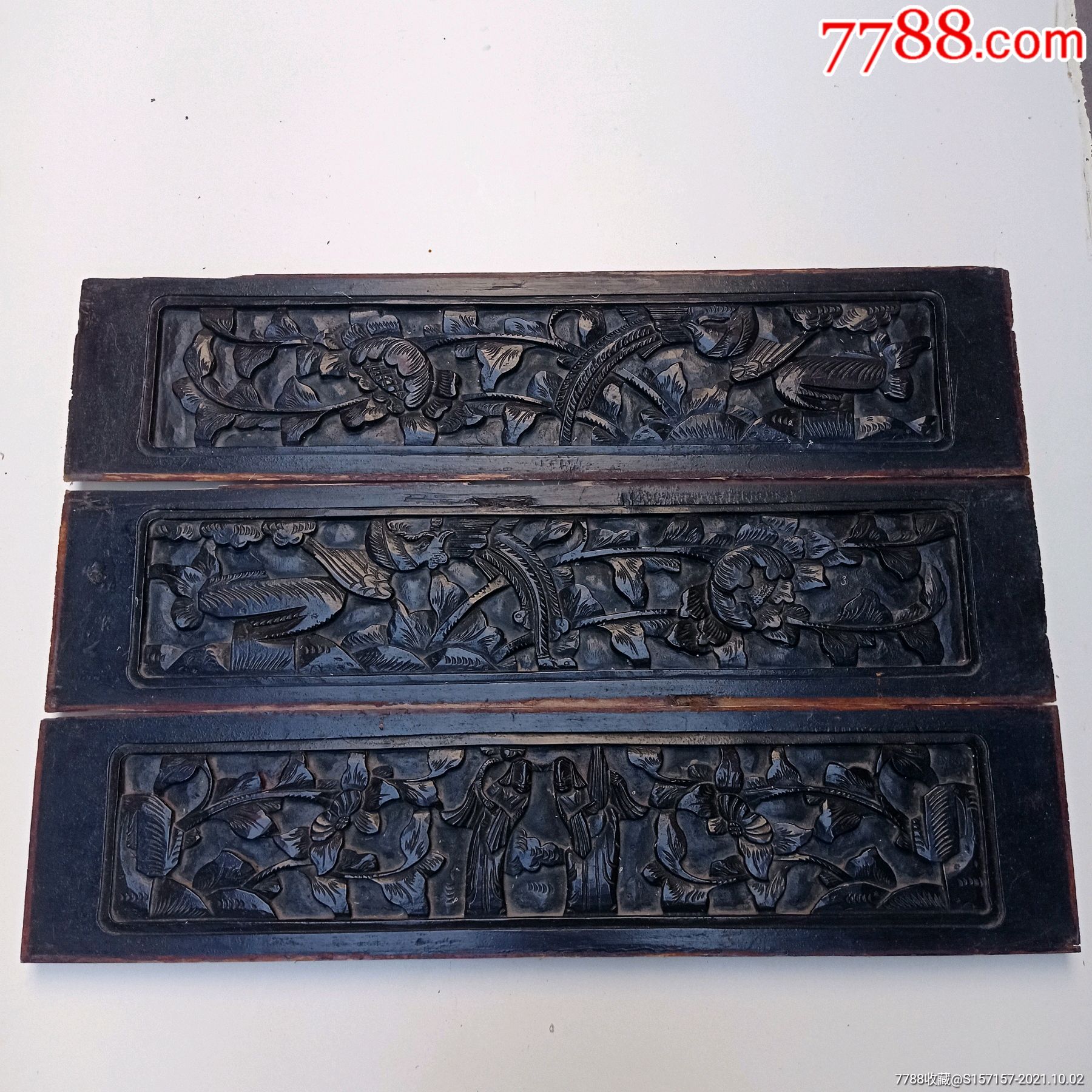 雕和合二仙人物花鸟板三块组-价格:218元-se82930791-木雕花板-零售-7788收藏__收藏热线